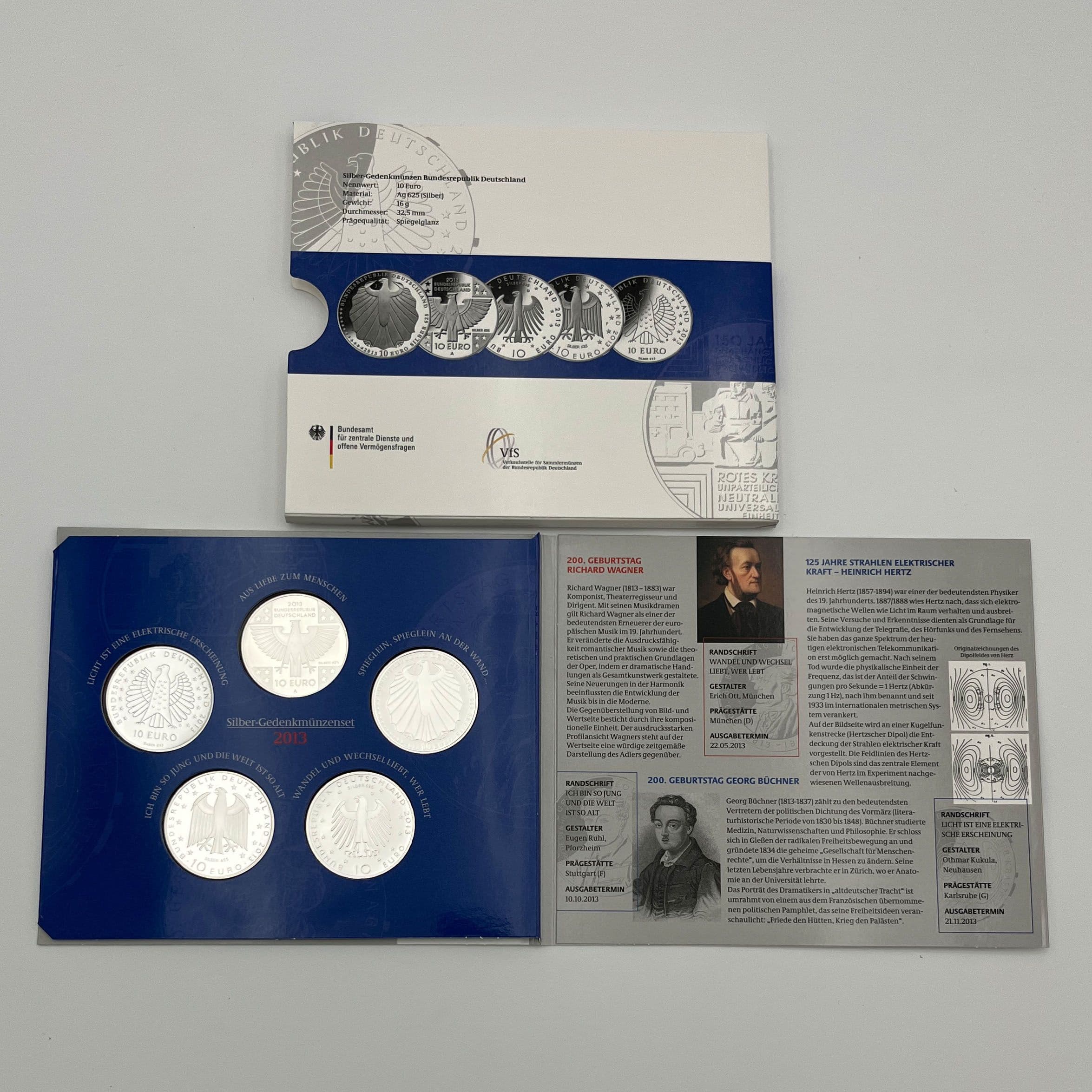 Silber-Gedenkmünzenset (= 5x 10 Euro)