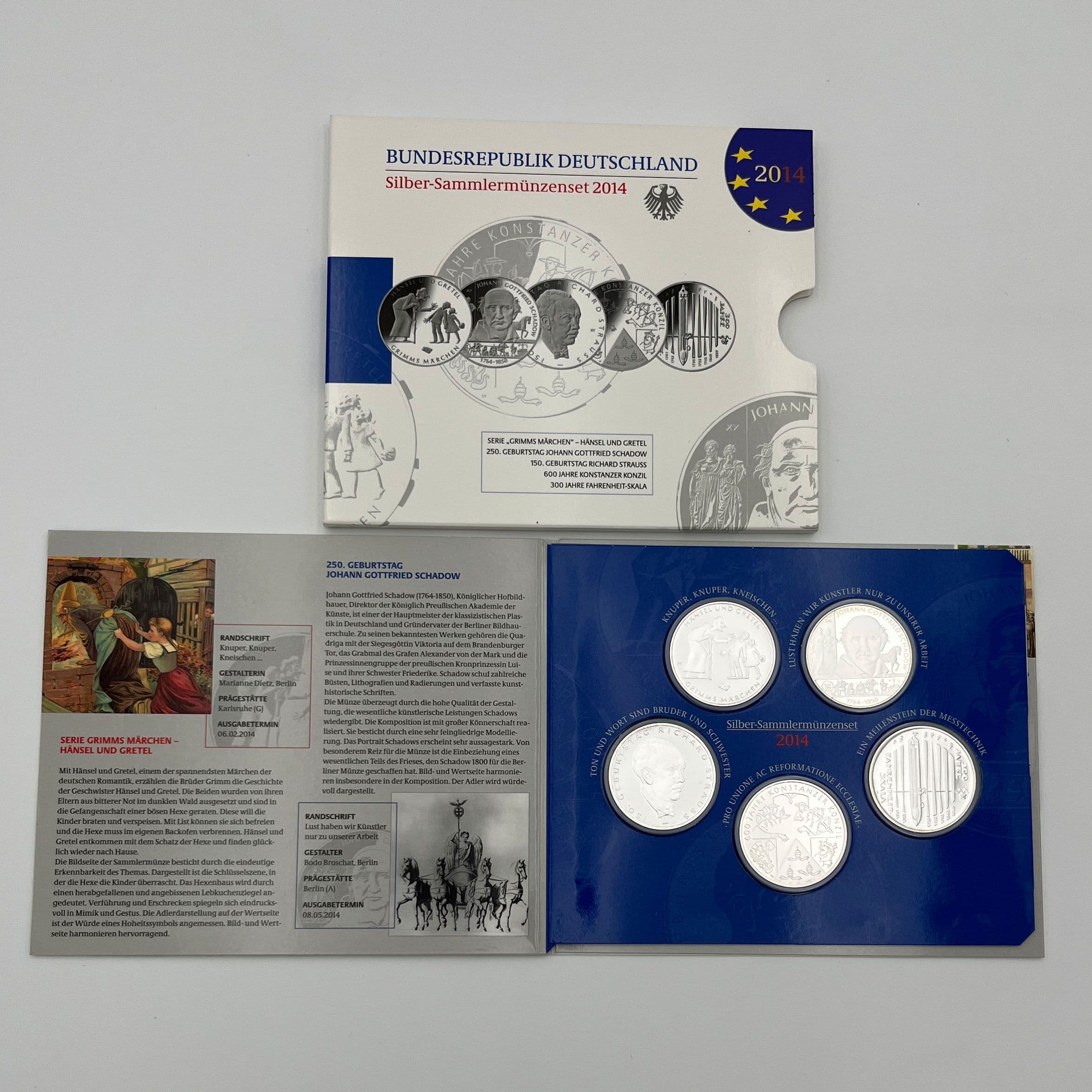 Silber-Gedenkmünzenset (= 5x 10 Euro)