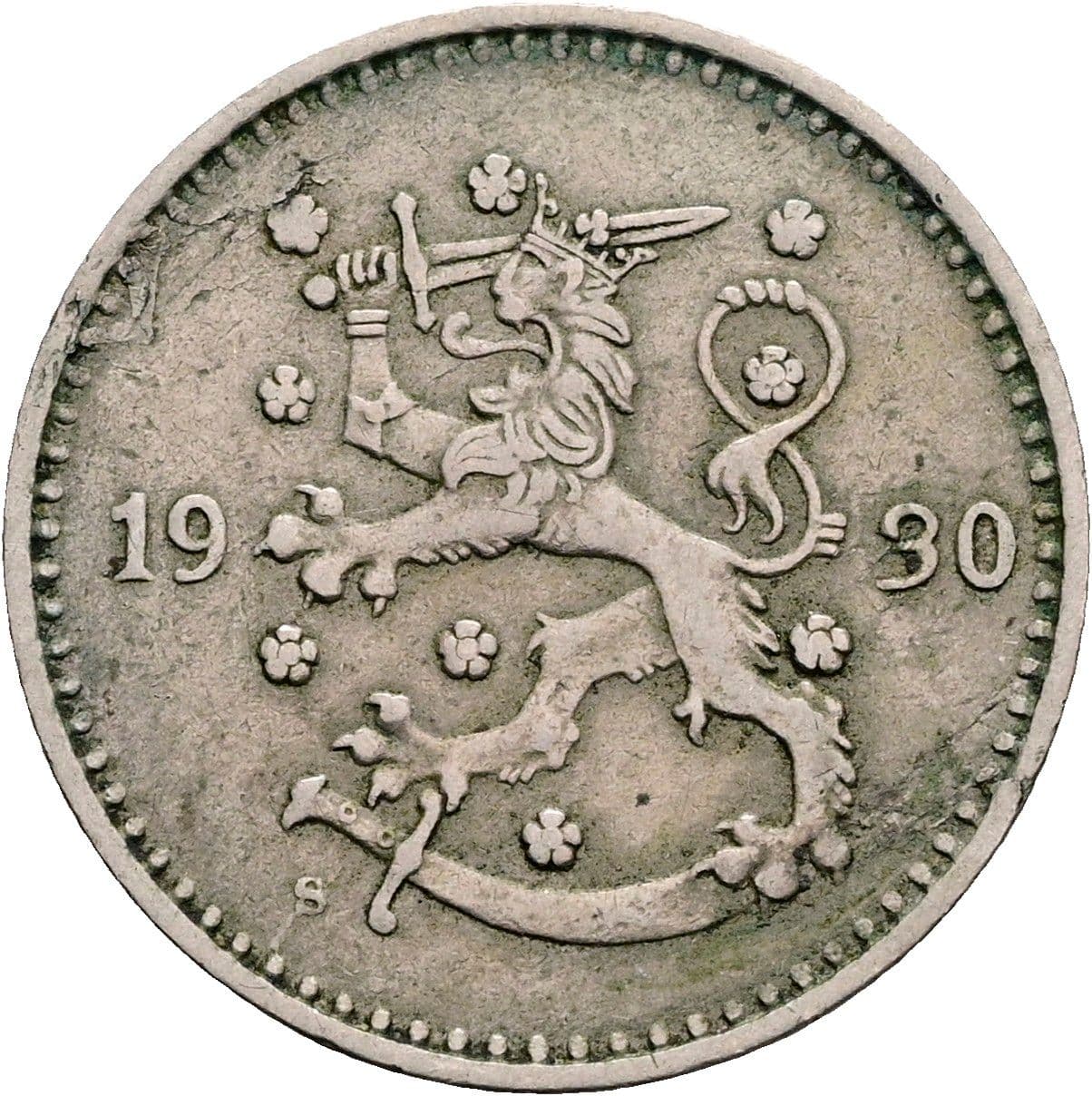 1 Markka 1930 S – Rückseite