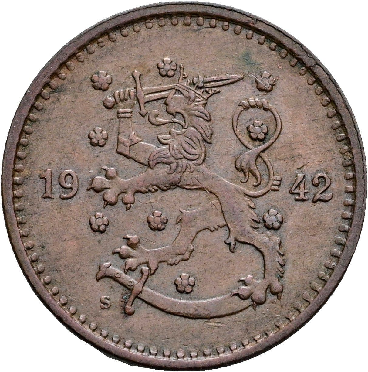 1 Markka 1942 S – Rückseite