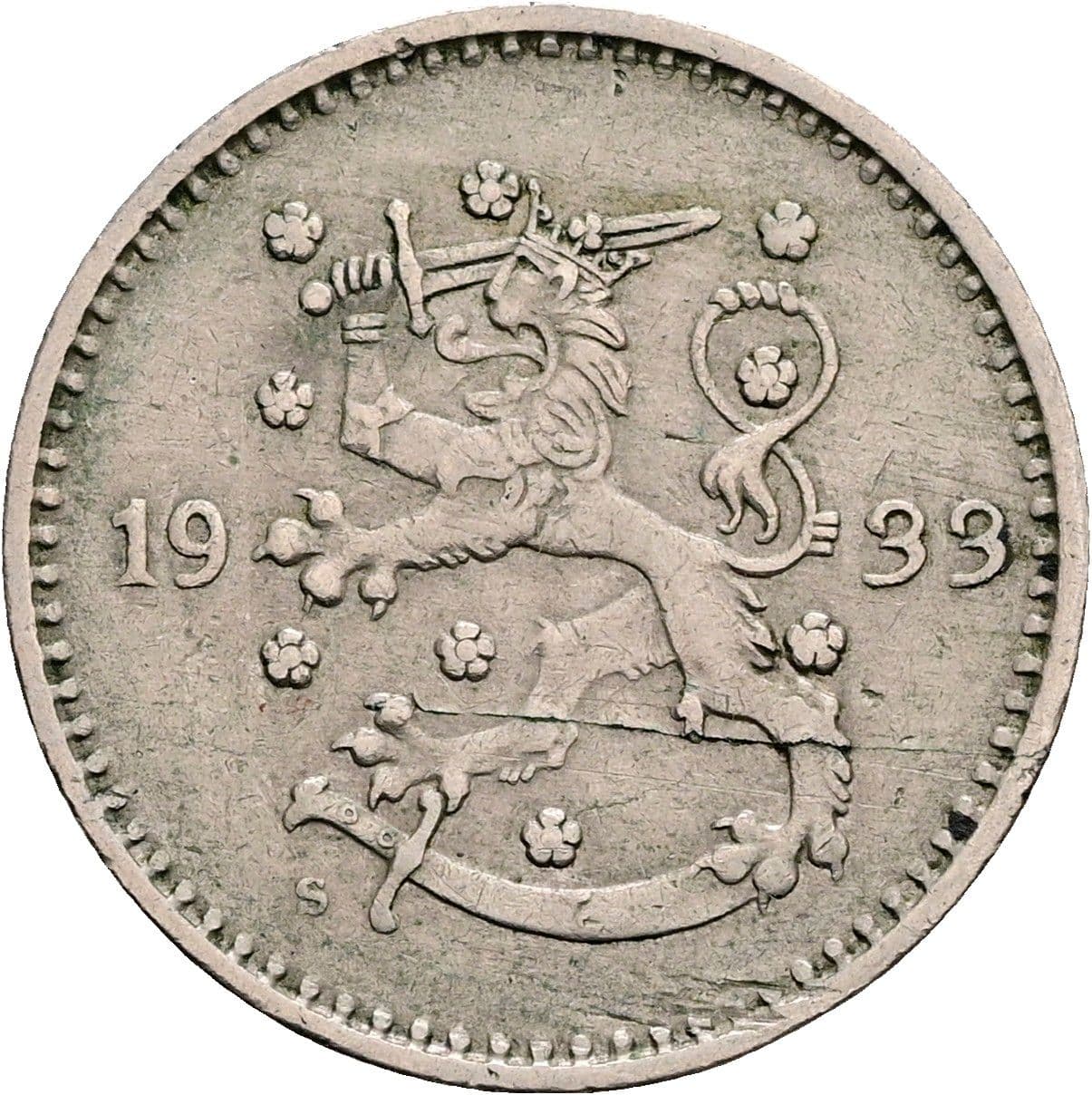 1 Markka 1933 S – Rückseite