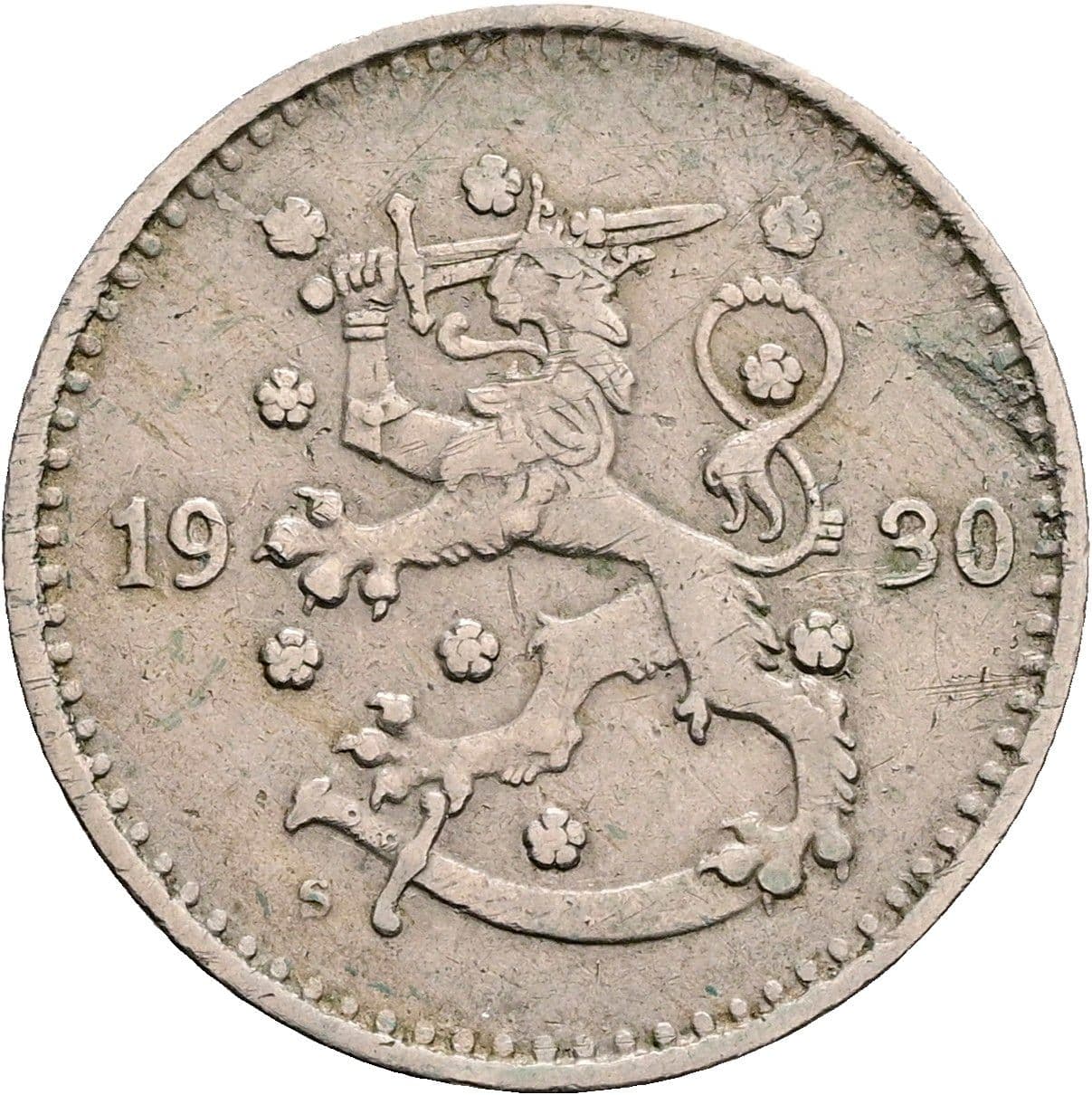 1 Markka 1930 S – Rückseite