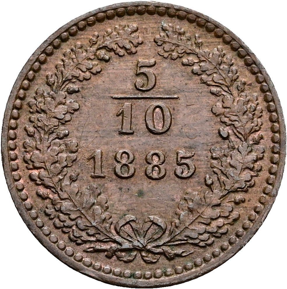5/10 Kreuzer Franz Joseph I. 1848-1916 1885 – Vorderseite