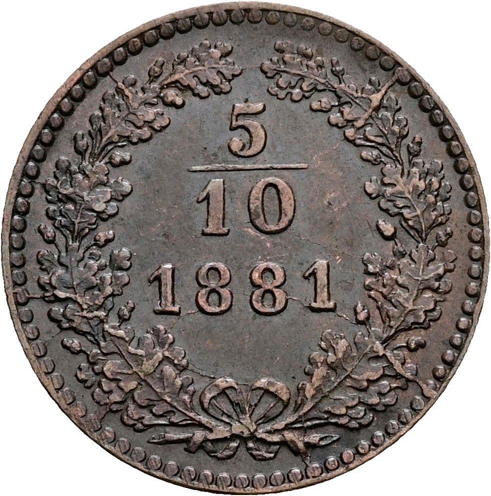 5/10 Kreuzer Franz Joseph I. 1848-1916 1881 – Vorderseite