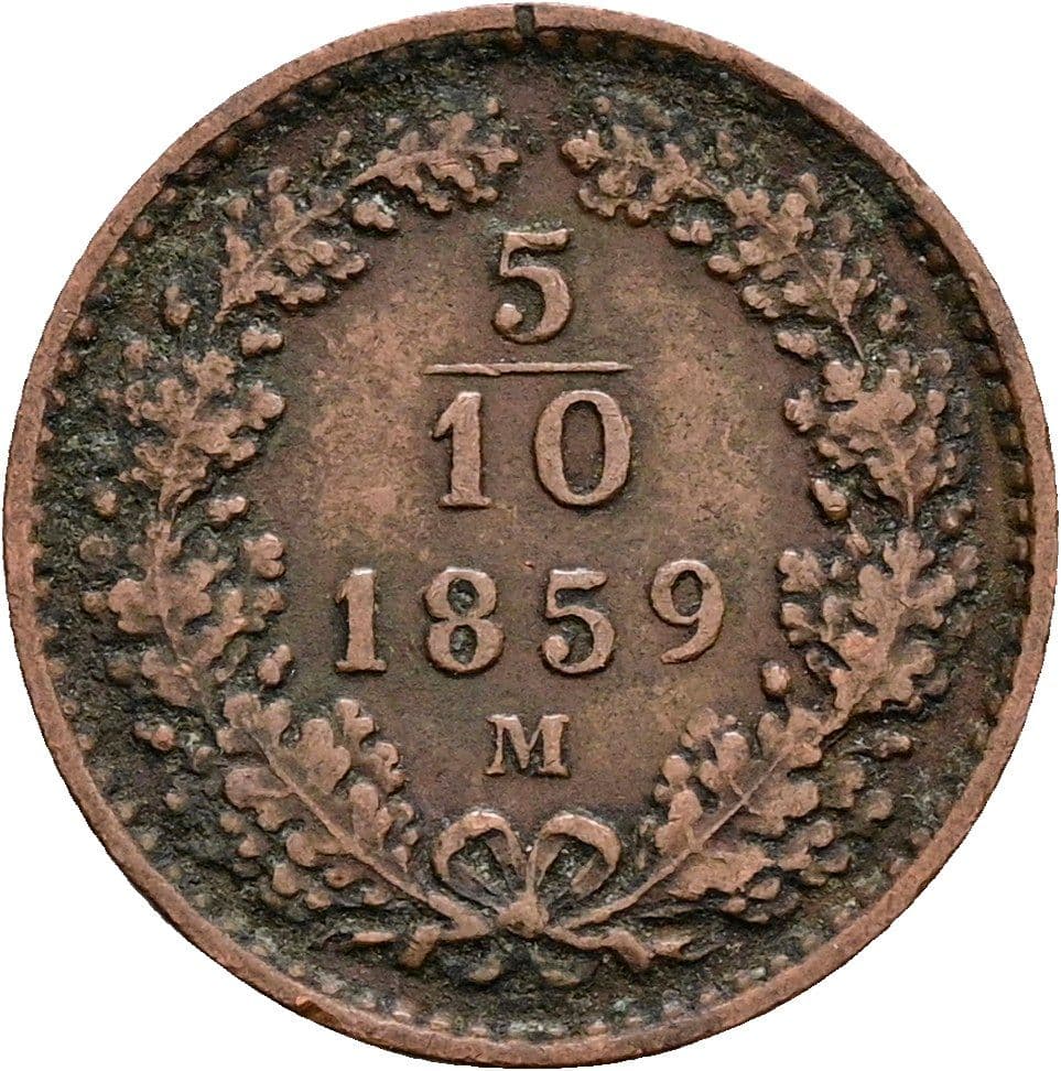 5/10 Kreuzer Franz Joseph I. 1848-1916 1859 M – Vorderseite