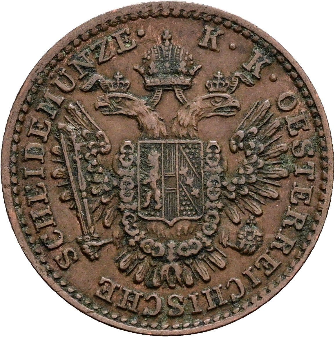 1/2 Kreuzer Franz Joseph I. 1848-1916 1851 B – Rückseite