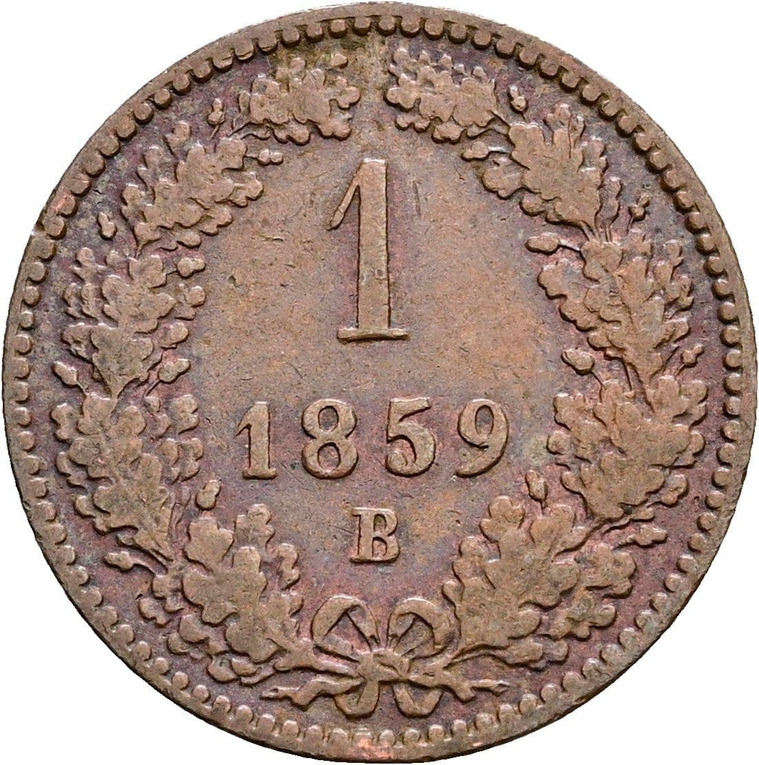 1 Kreuzer Franz Joseph I. 1848-1916 1859 B – Vorderseite