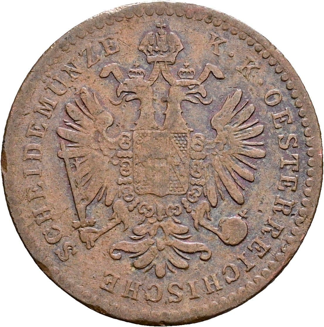 1 Kreuzer Franz Joseph I. 1848-1916 1859 B – Rückseite