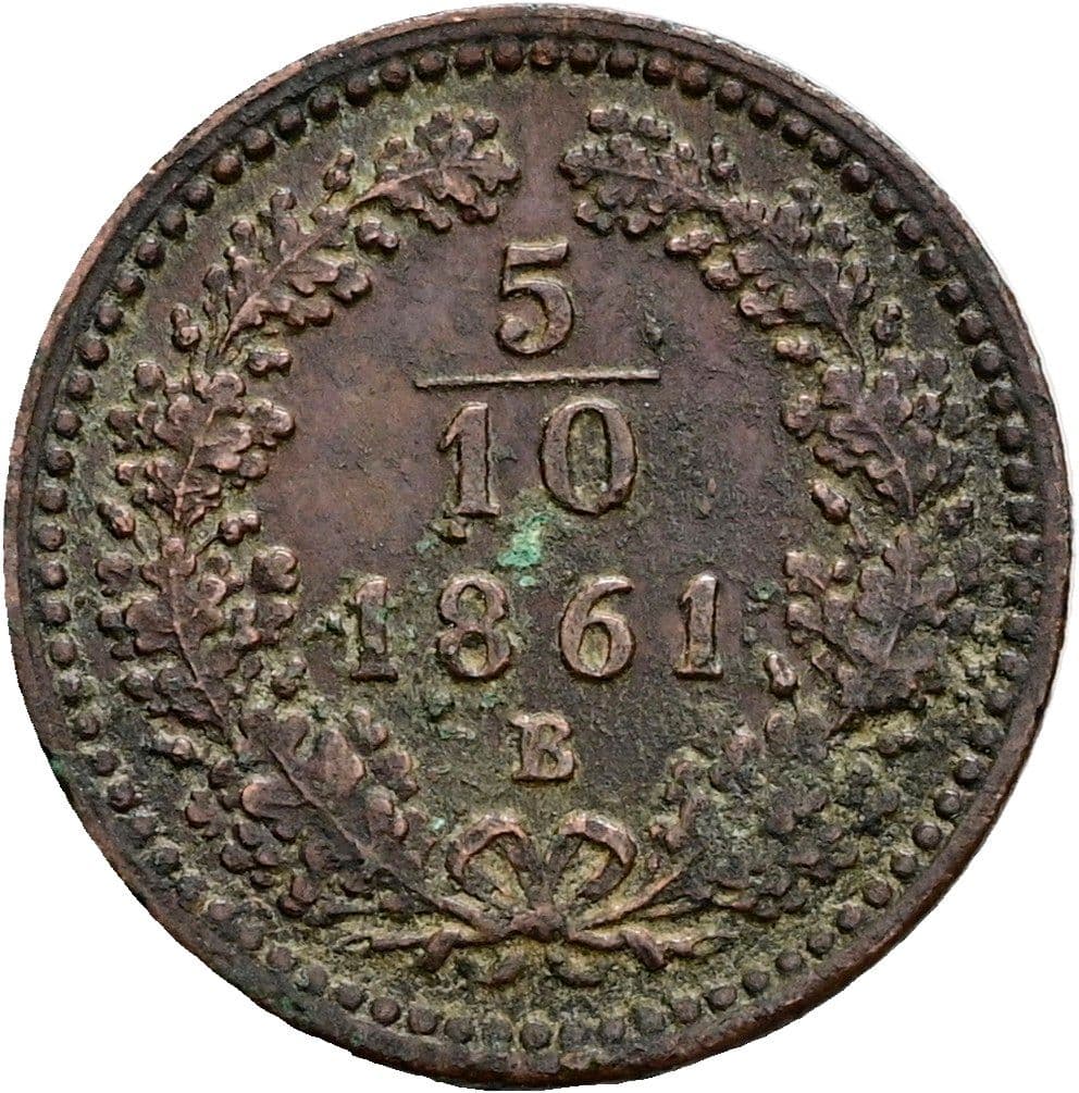 5/10 Kreuzer Franz Joseph I. 1848-1916 1861 B – Vorderseite