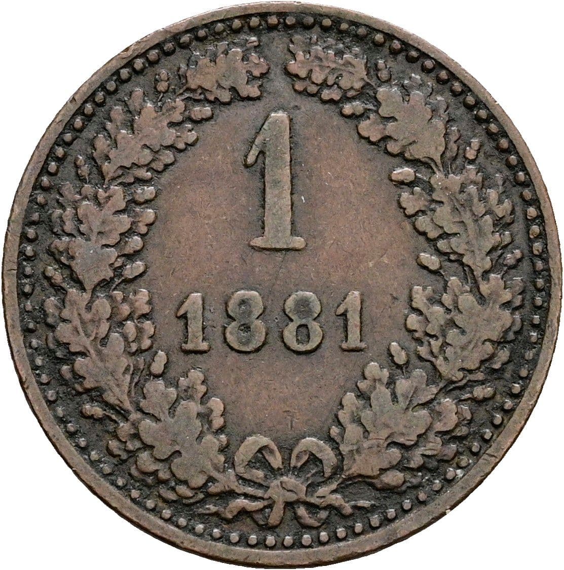 1 Kreuzer Franz Joseph I. 1848-1916 1881 – Vorderseite