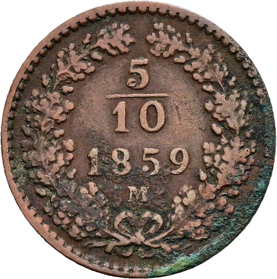 5/10 Kreuzer Franz Joseph I. 1848-1916 1859 M – Vorderseite