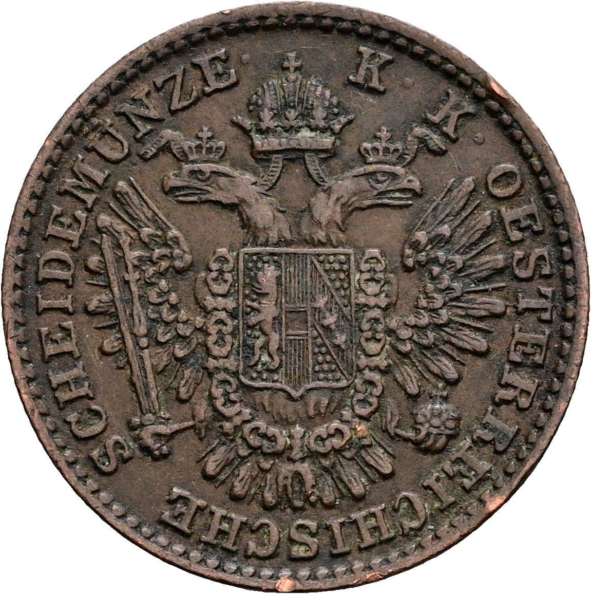 1/2 Kreuzer Franz Joseph I. 1848-1916 1851 A – Rückseite