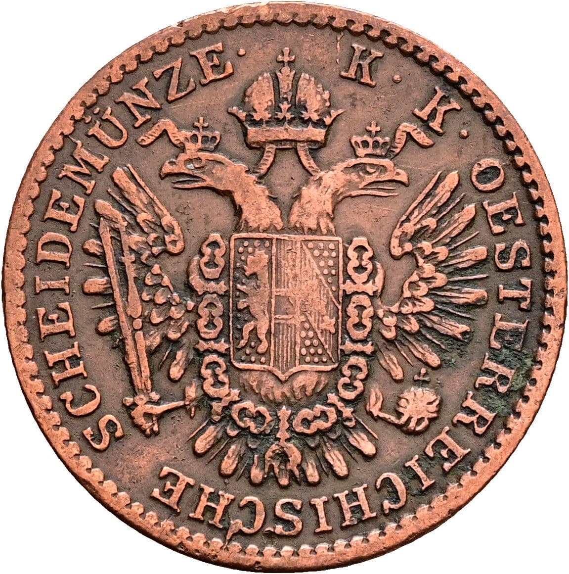 1/2 Kreuzer Franz Joseph I. 1848-1916 1851 B – Rückseite