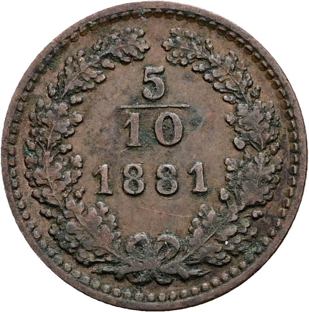 5/10 Kreuzer Franz Joseph I. 1848-1916 1881 – Vorderseite
