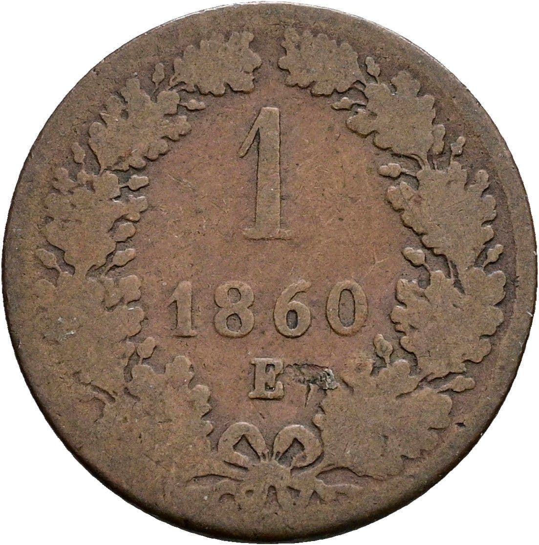 1 Kreuzer Franz Joseph I. 1848-1916 1860 E – Vorderseite