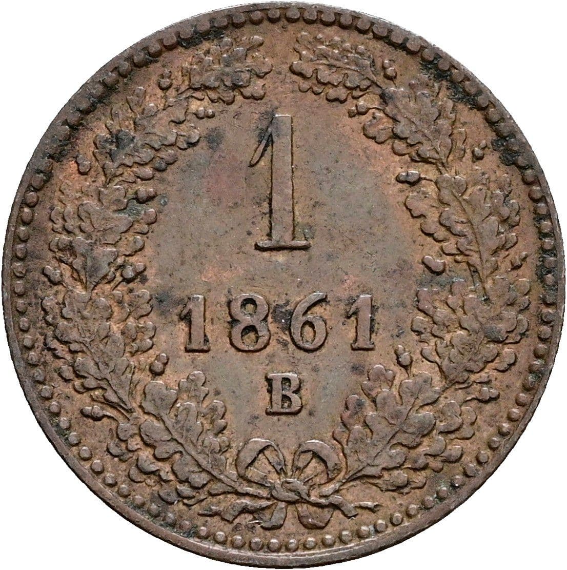1 Kreuzer Franz Joseph I. 1848-1916 1861 B – Vorderseite