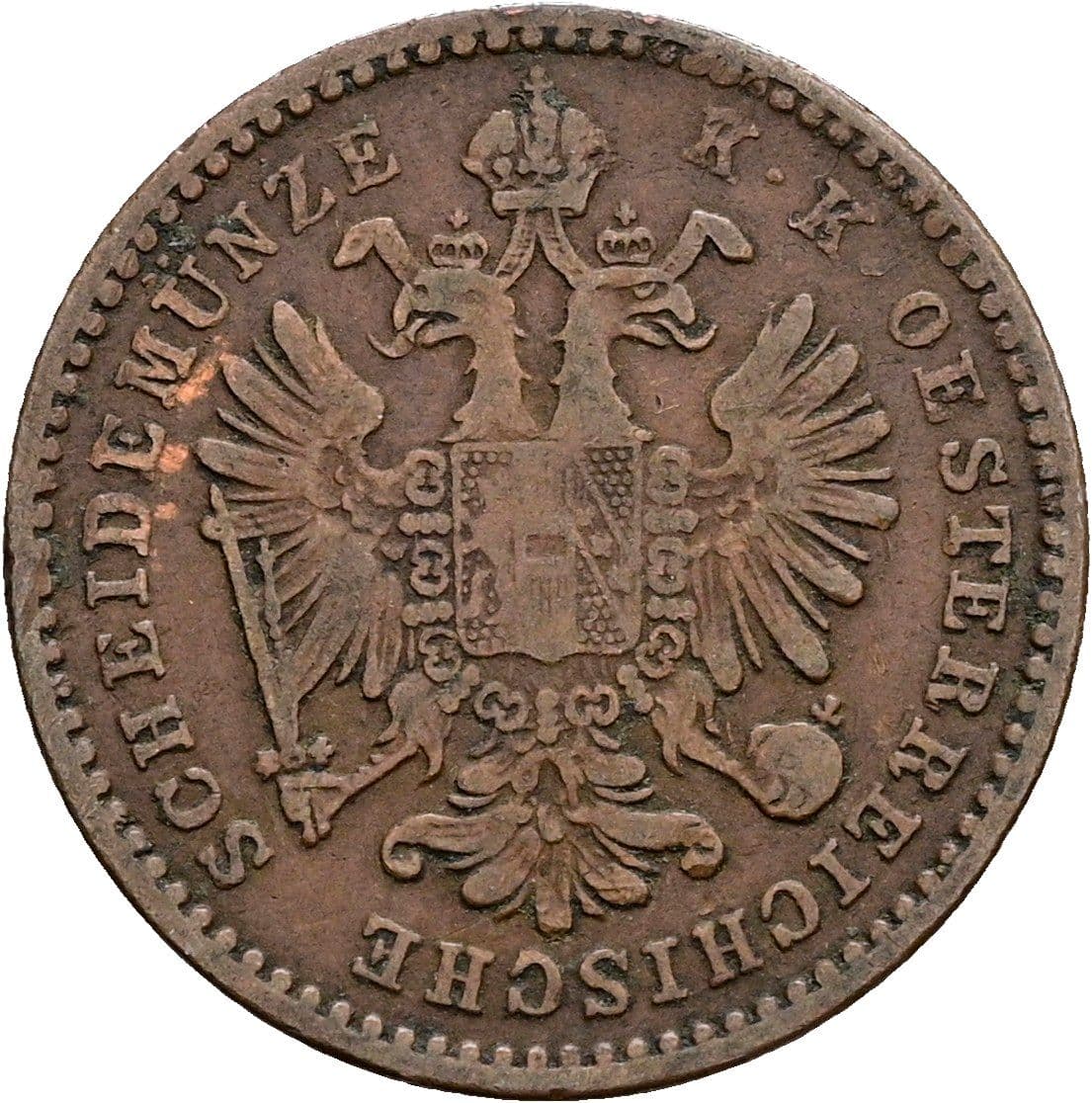 1 Kreuzer Franz Joseph I. 1848-1916 1858 M – Rückseite
