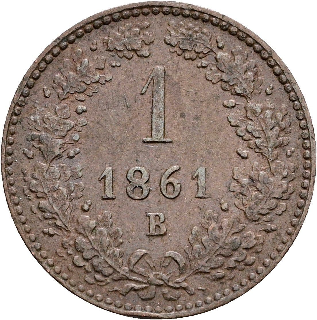 1 Kreuzer Franz Joseph I. 1848-1916 1861 B – Vorderseite