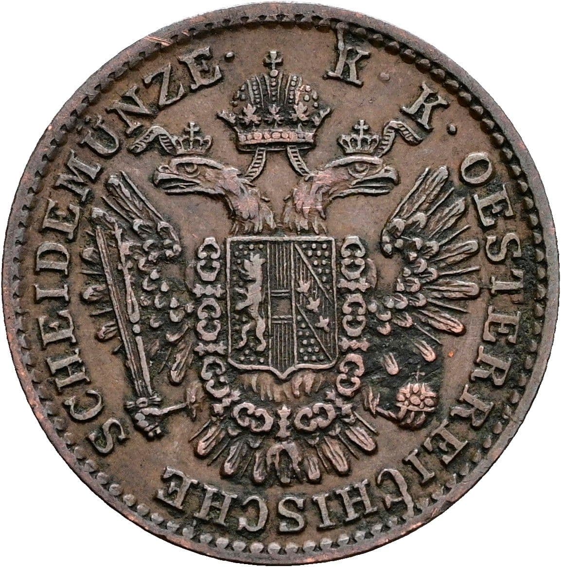1/2 Kreuzer Franz Joseph I. 1848-1916 1851 A – Rückseite