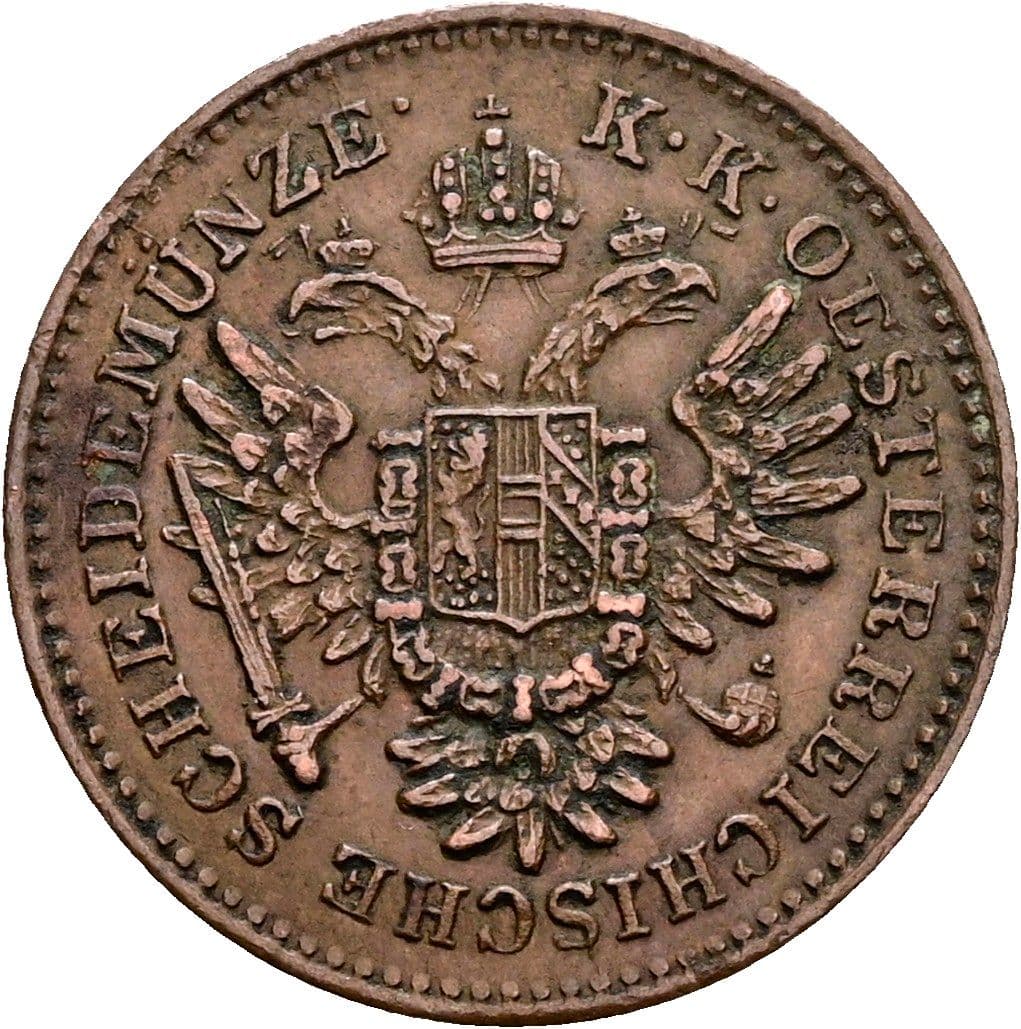 1/4 Kreuzer Franz Joseph I. 1848-1916 1851 B – Rückseite