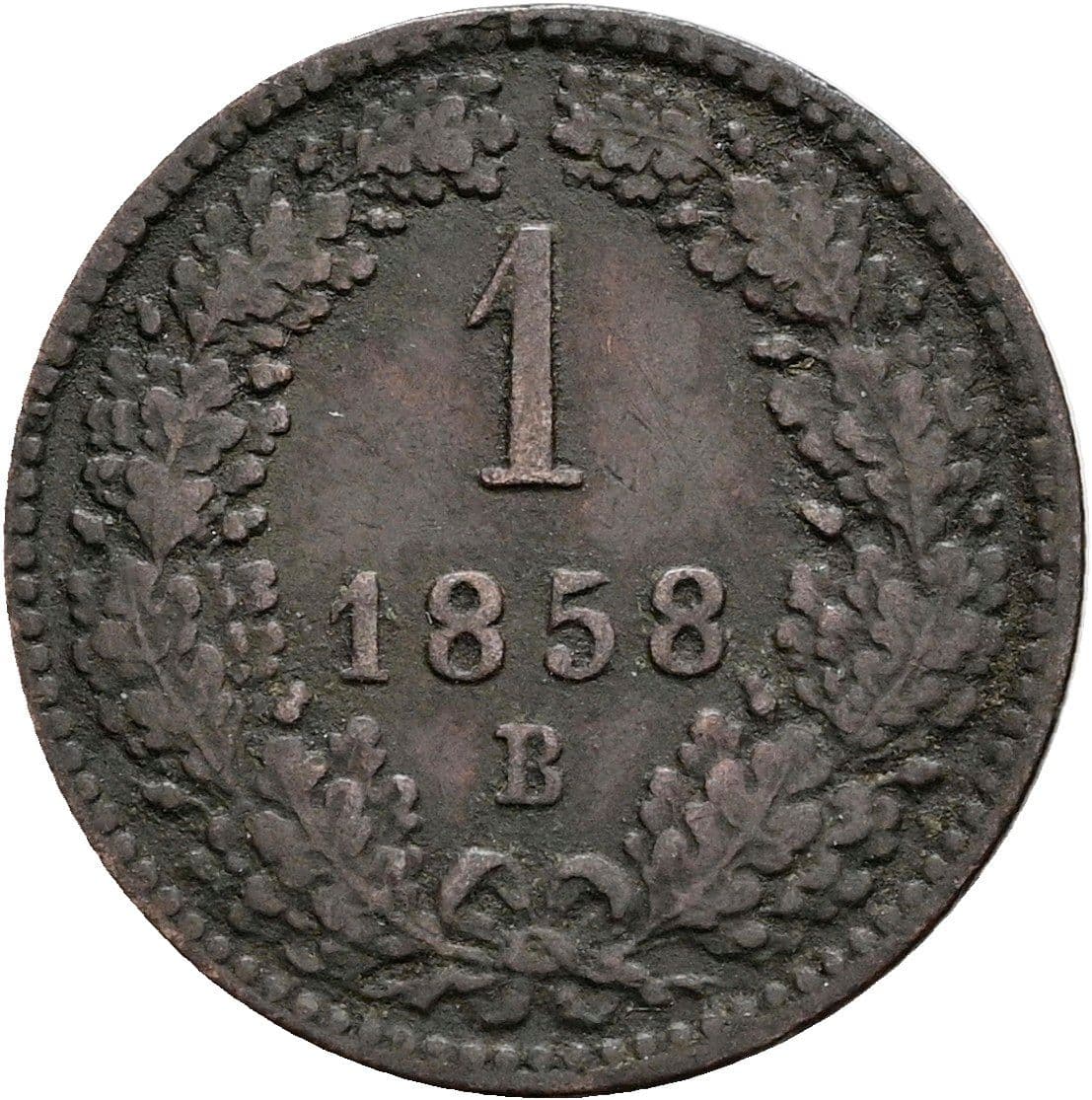 1 Kreuzer Franz Joseph I. 1848-1916 1858 B – Vorderseite