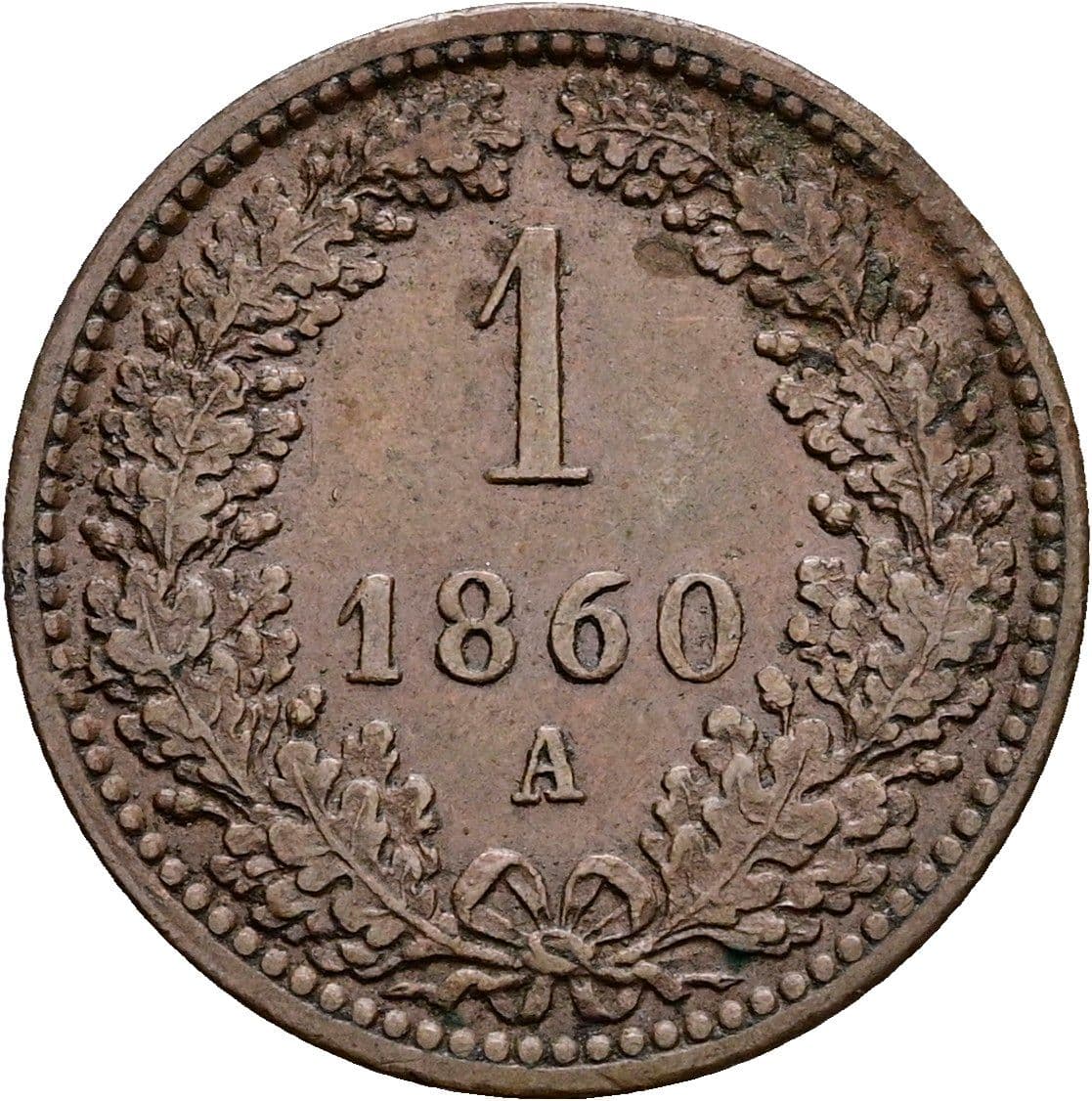 1 Kreuzer Franz Joseph I. 1848-1916 1860 A – Vorderseite