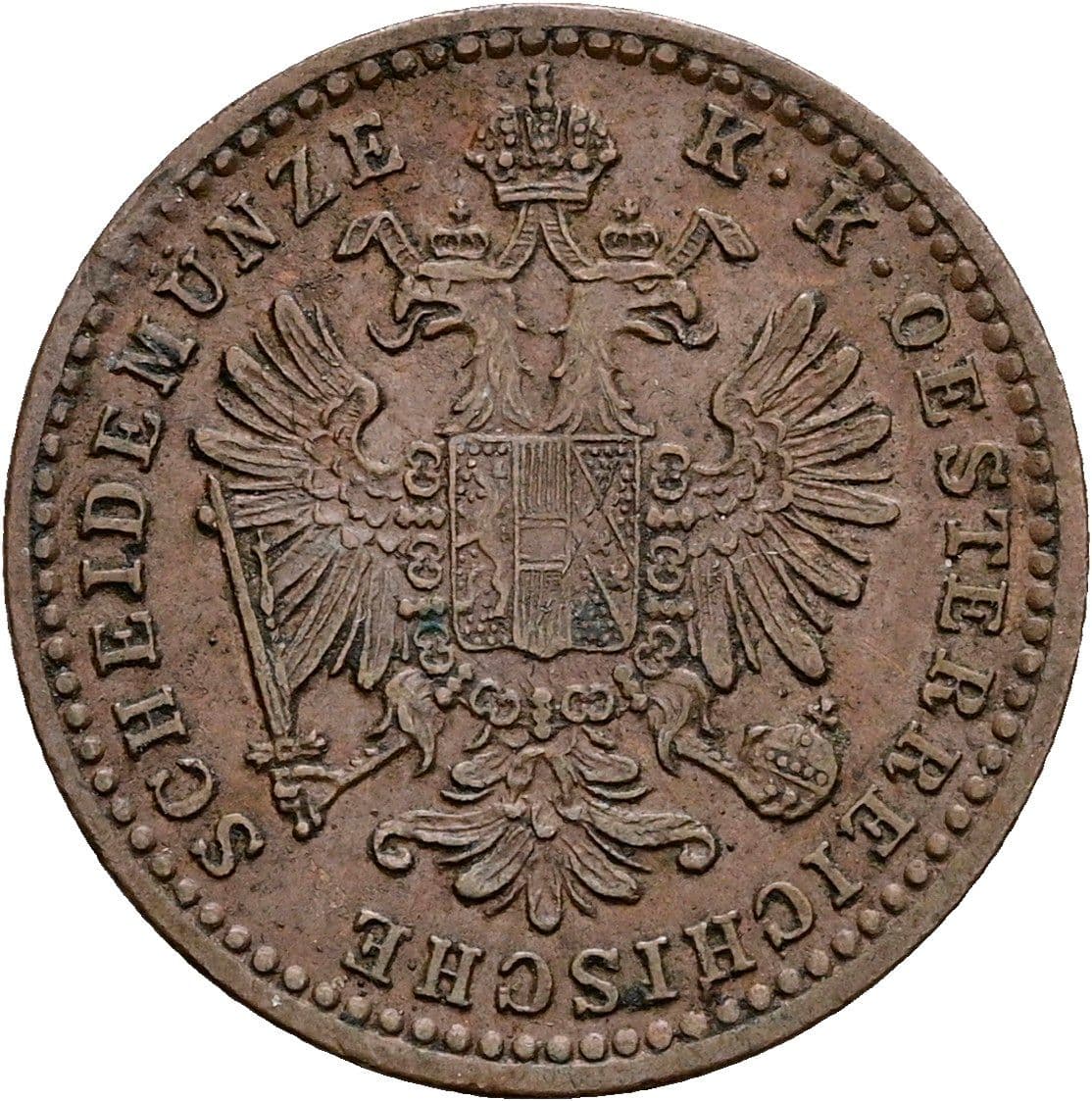 1 Kreuzer Franz Joseph I. 1848-1916 1860 A – Rückseite