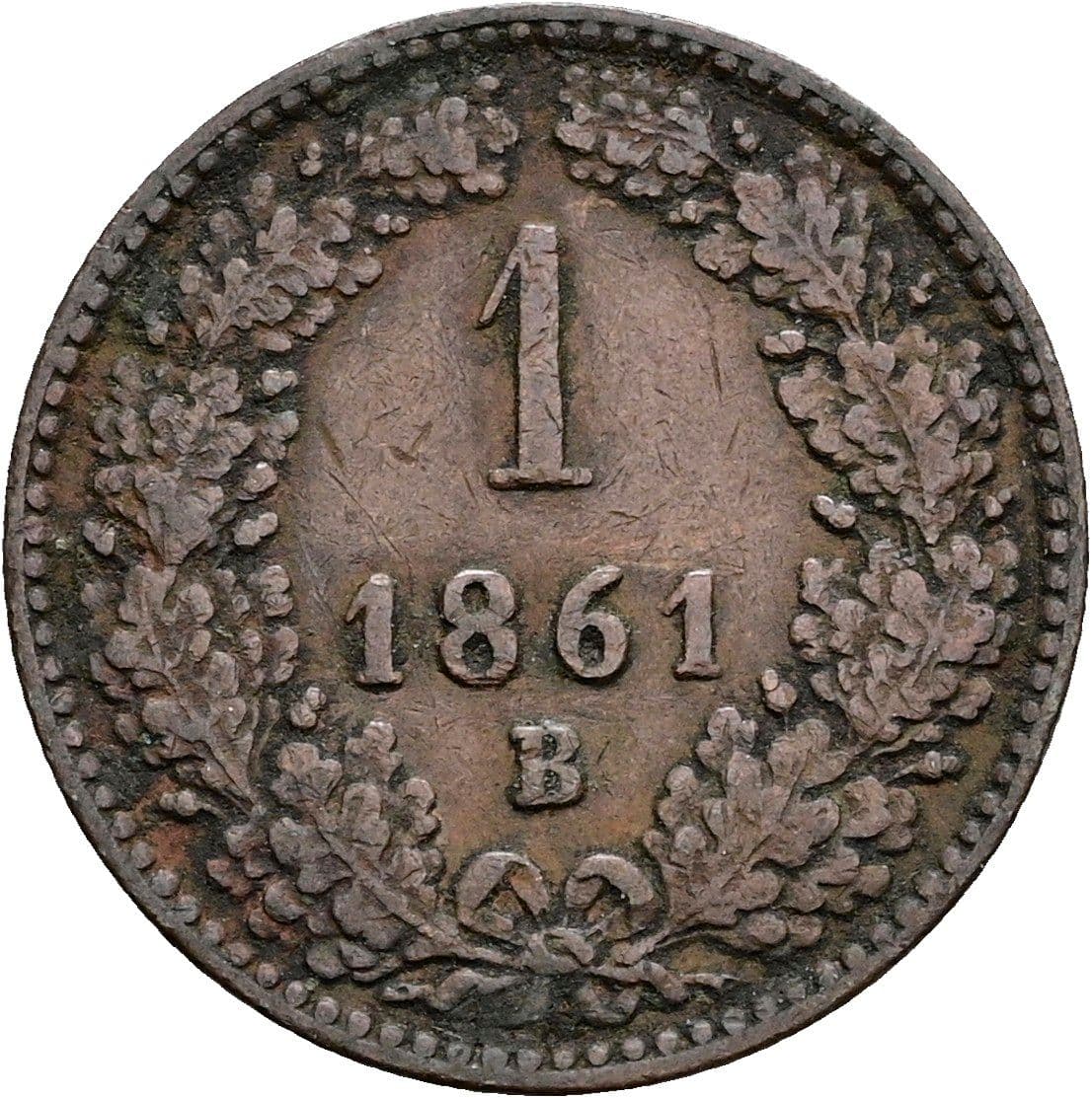 1 Kreuzer Franz Joseph I. 1848-1916 1861 B – Vorderseite