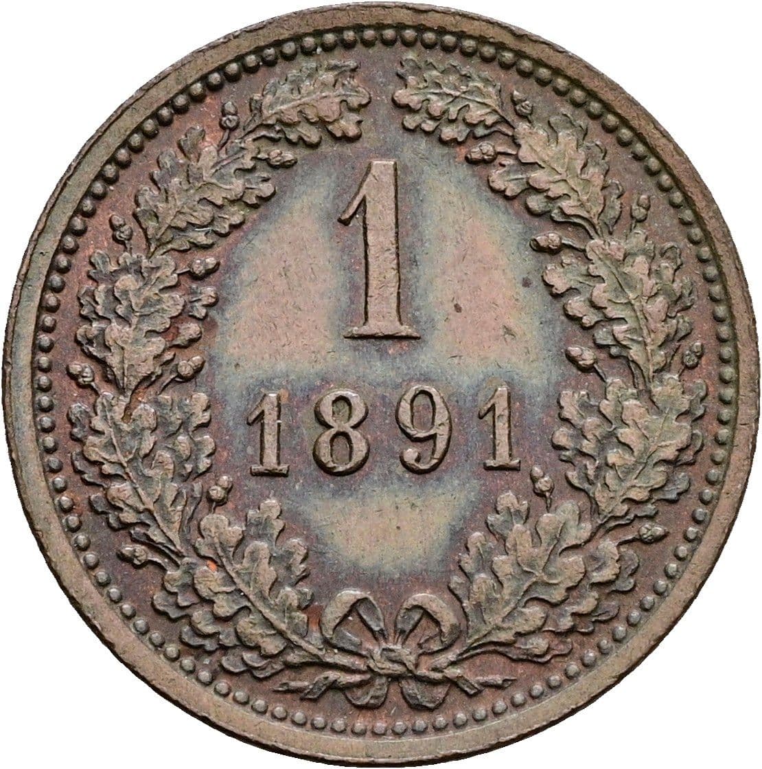 1 Kreuzer Franz Joseph I. 1848-1916 1891 – Vorderseite