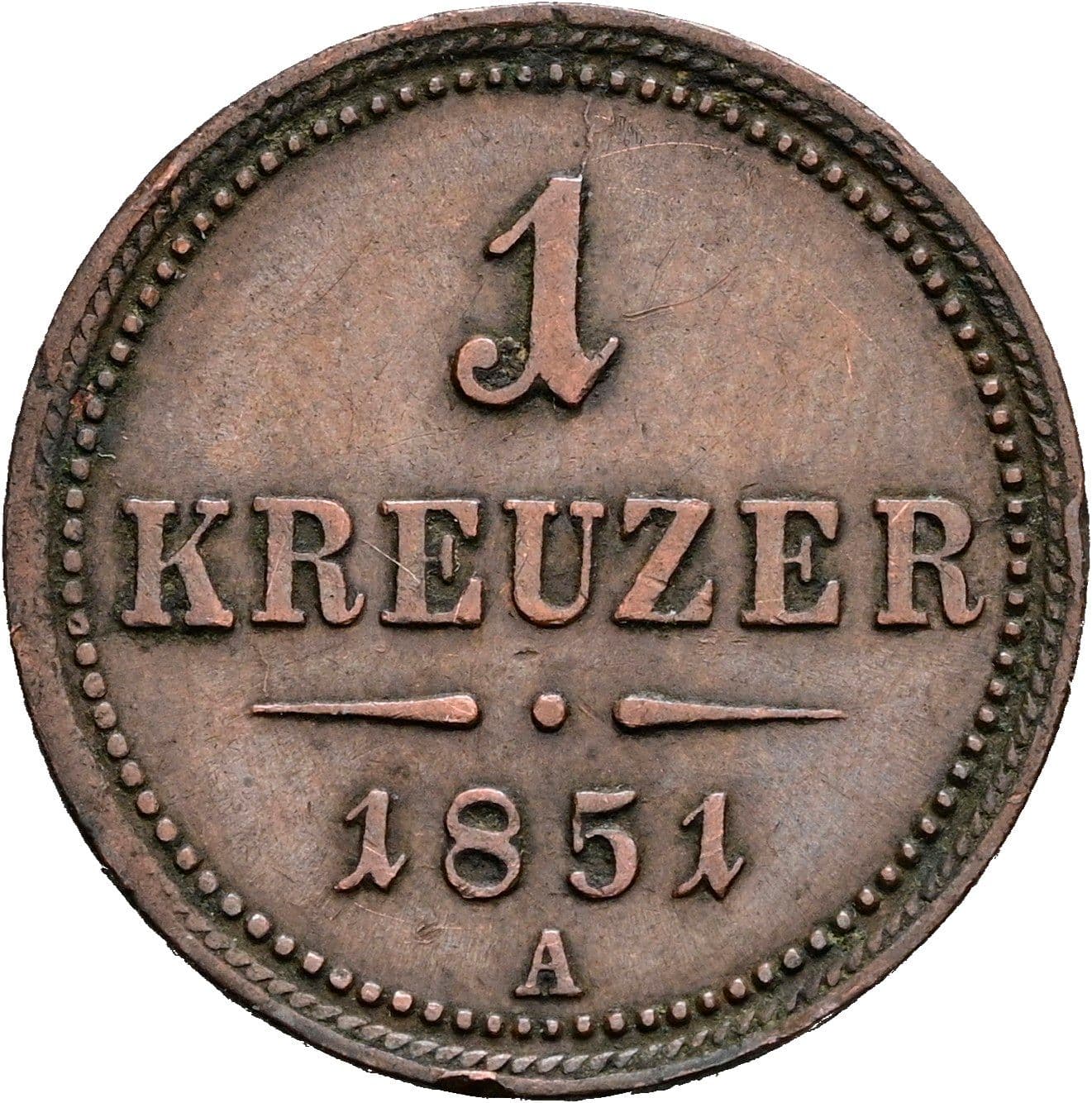 1 Kreuzer Franz Joseph I. 1848-1916 1851 A – Vorderseite