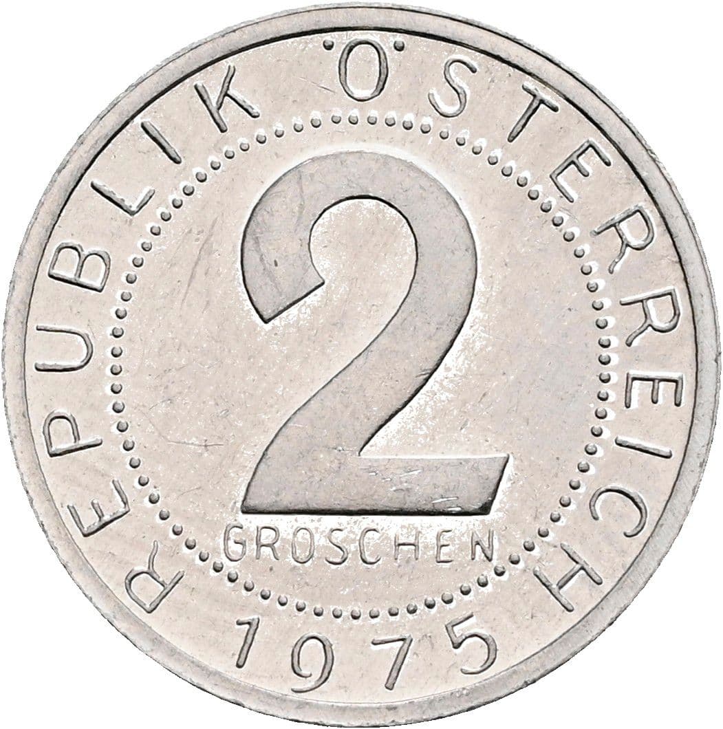 2 Groschen 1975 – Vorderseite