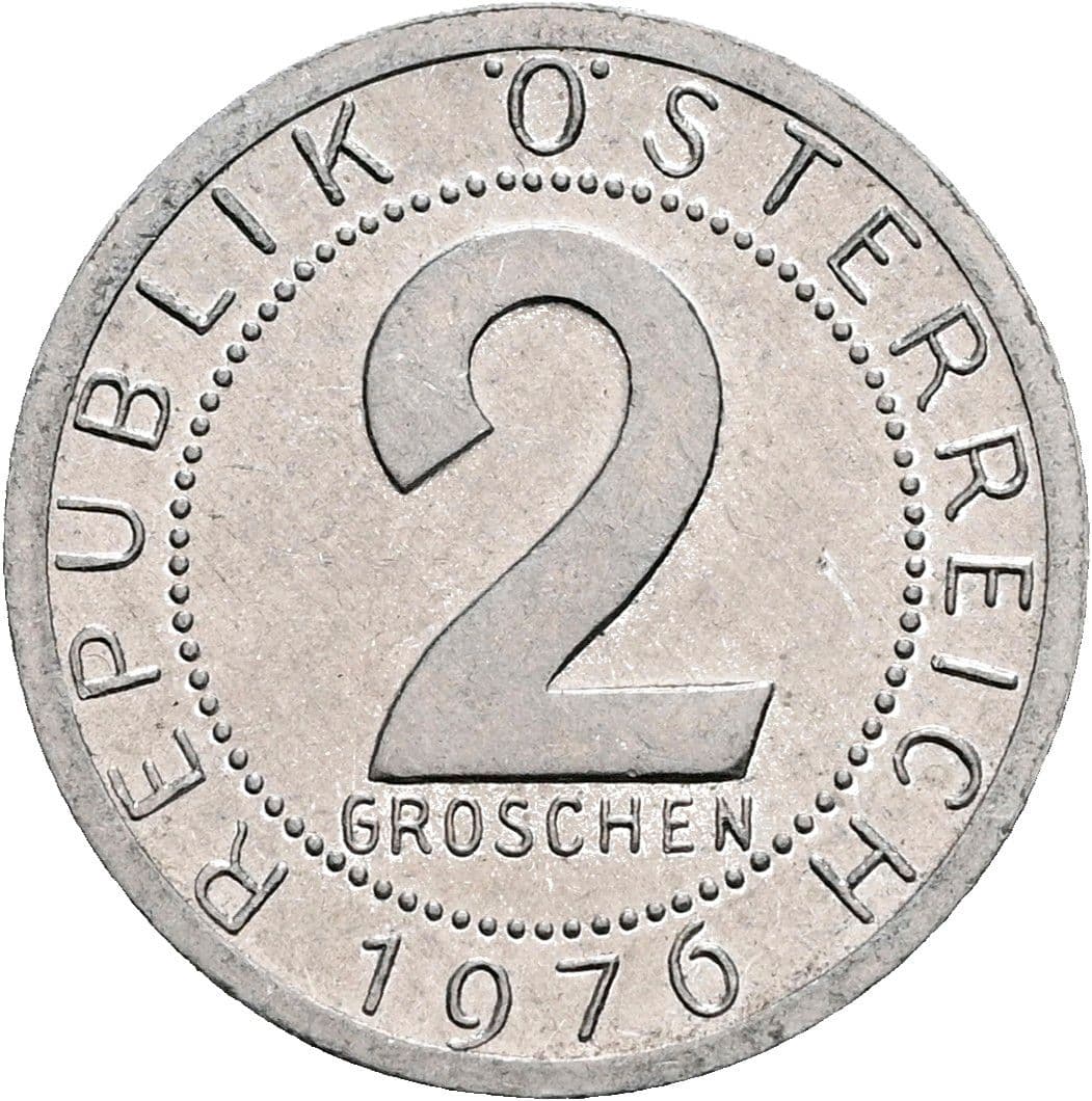 2 Groschen 1976 – Vorderseite