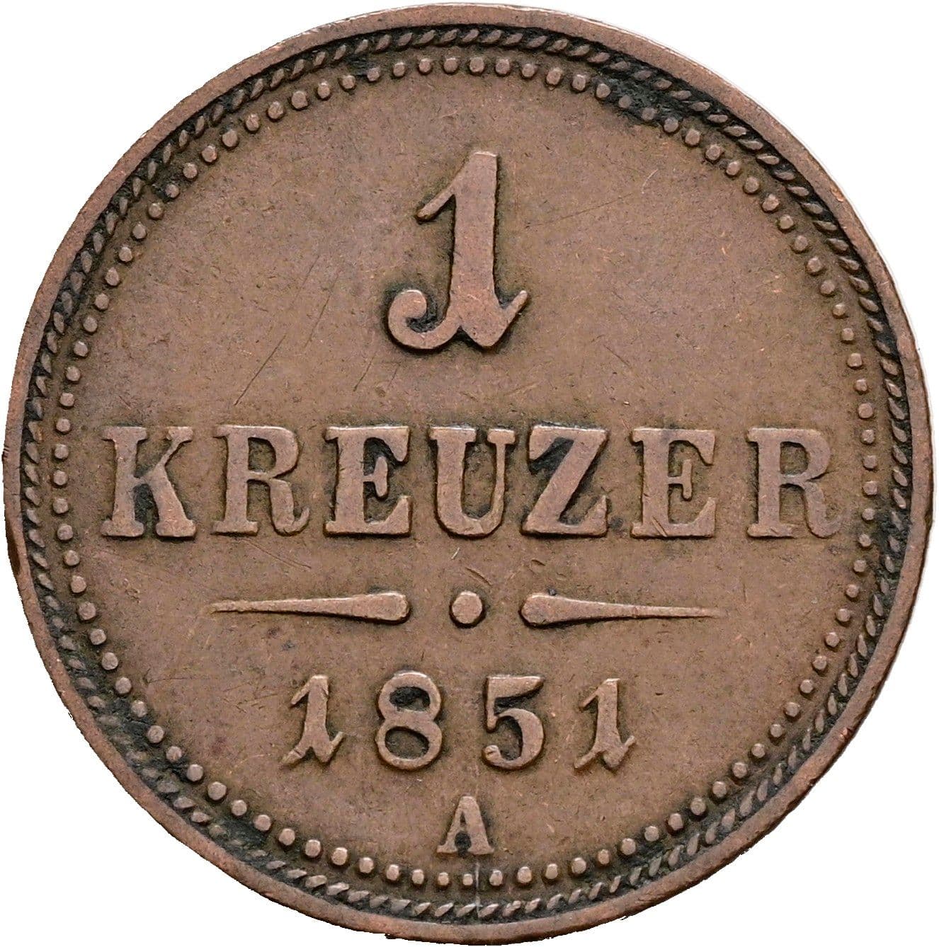 1 Kreuzer Franz Joseph I. 1848-1916 1851 A – Vorderseite