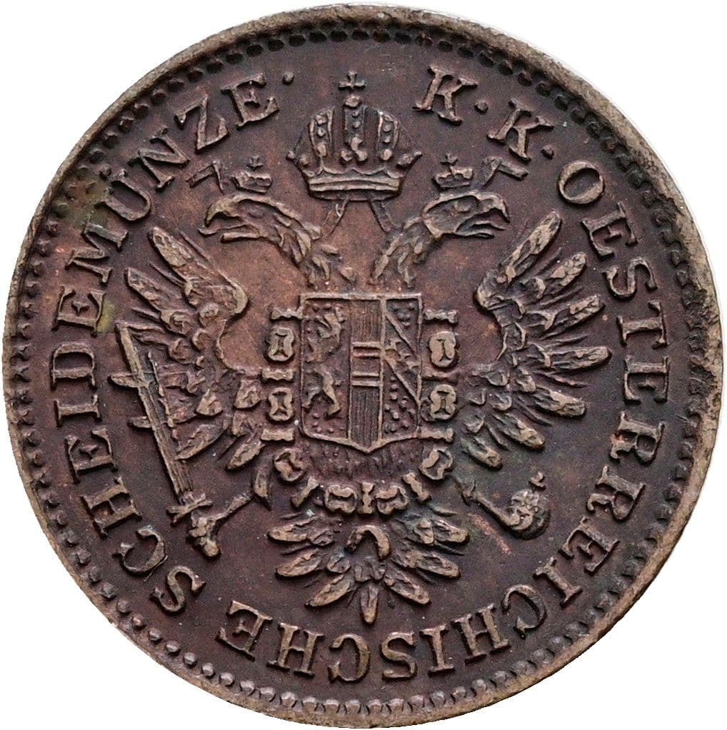 1/4 Kreuzer Franz Joseph I. 1848-1916 1851 B – Rückseite