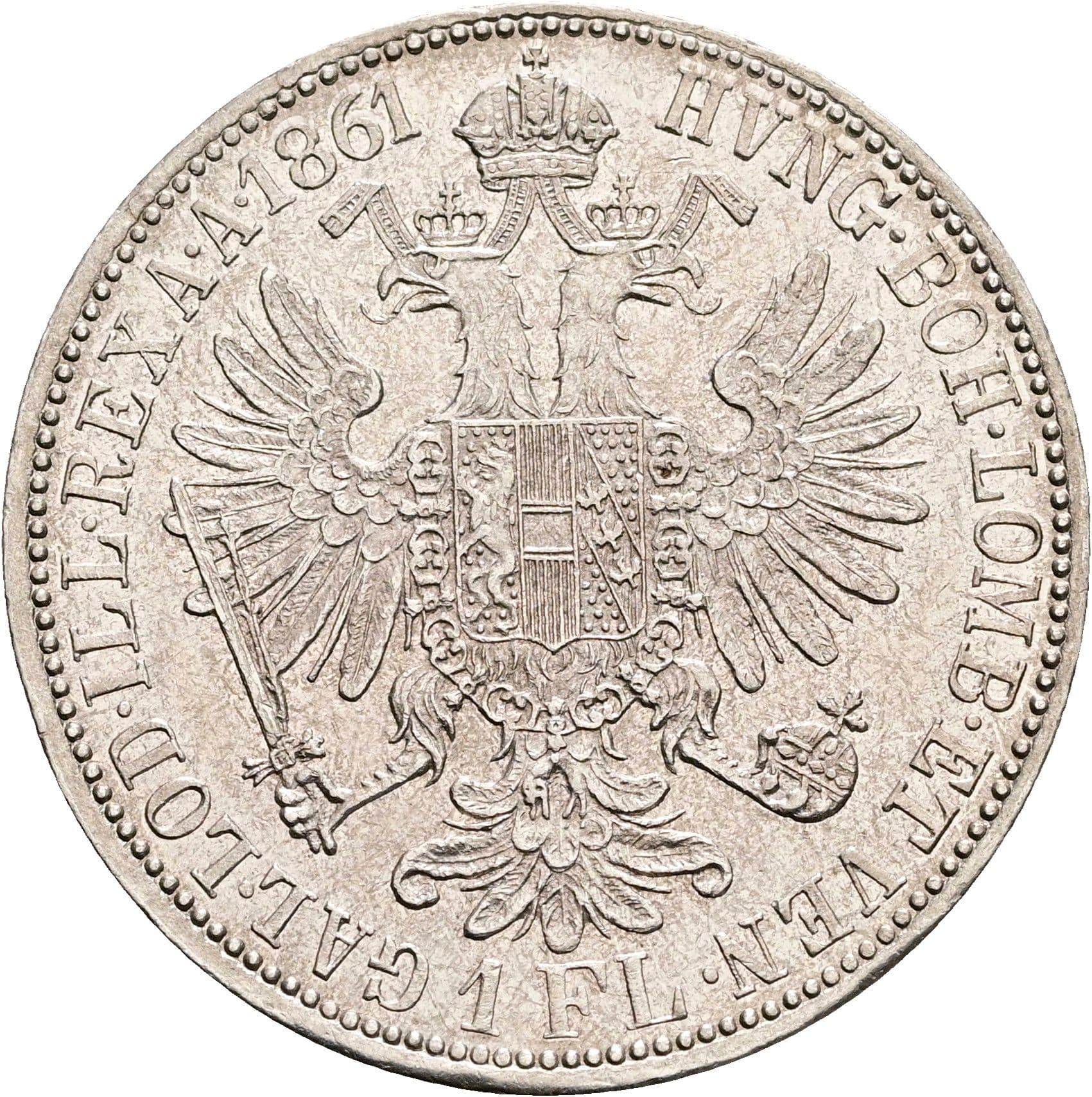 1 Gulden Franz Joseph I. 1848-1916 1861 A – Rückseite