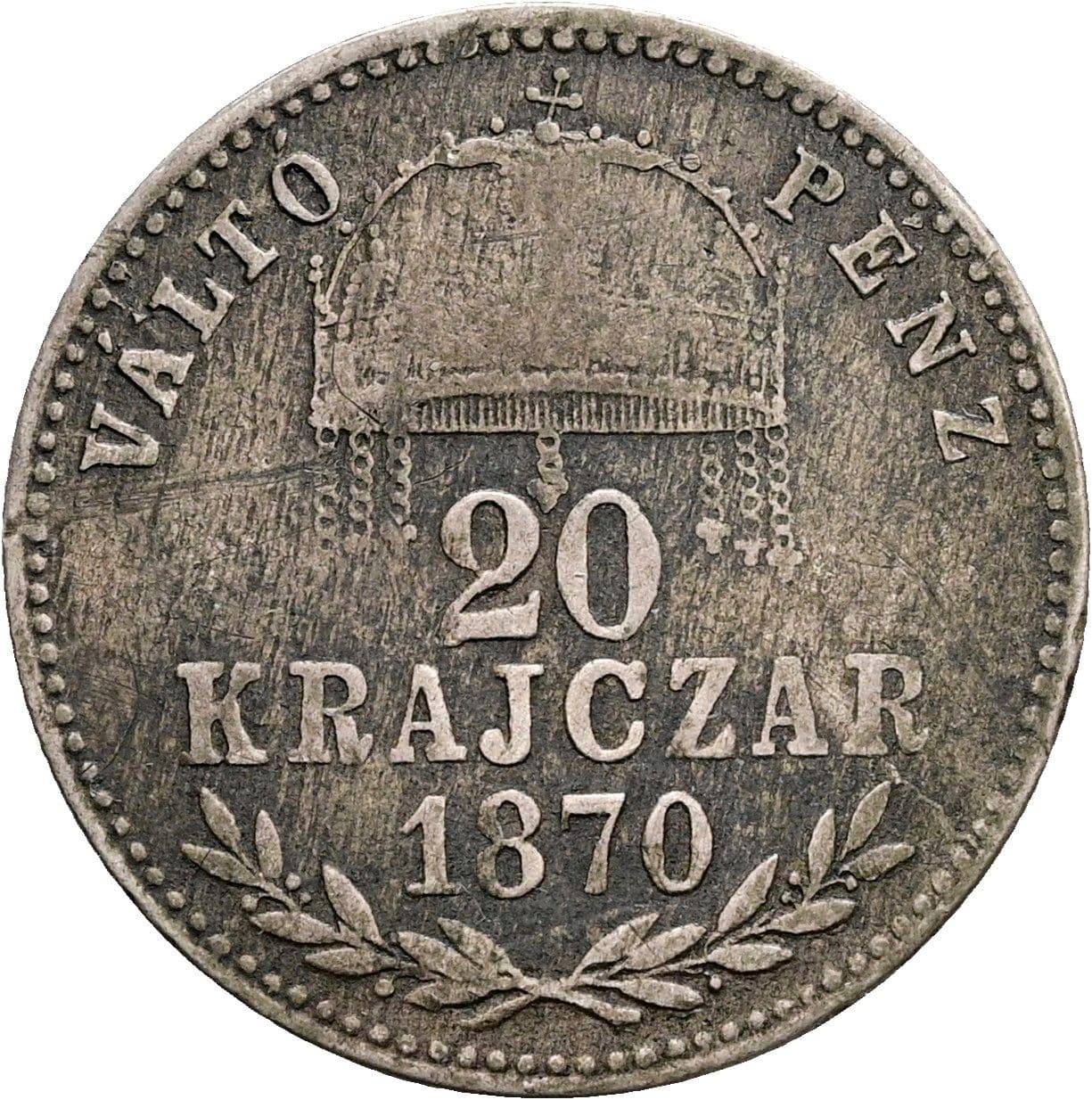 20 Krajczar Franz Joseph I. 1848-1916 1870 GY.F. – Rückseite