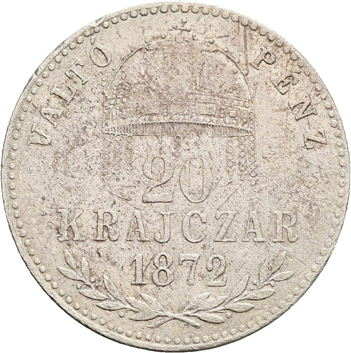 20 Krajczar Franz Joseph I. 1848-1916 1872 KB – Rückseite