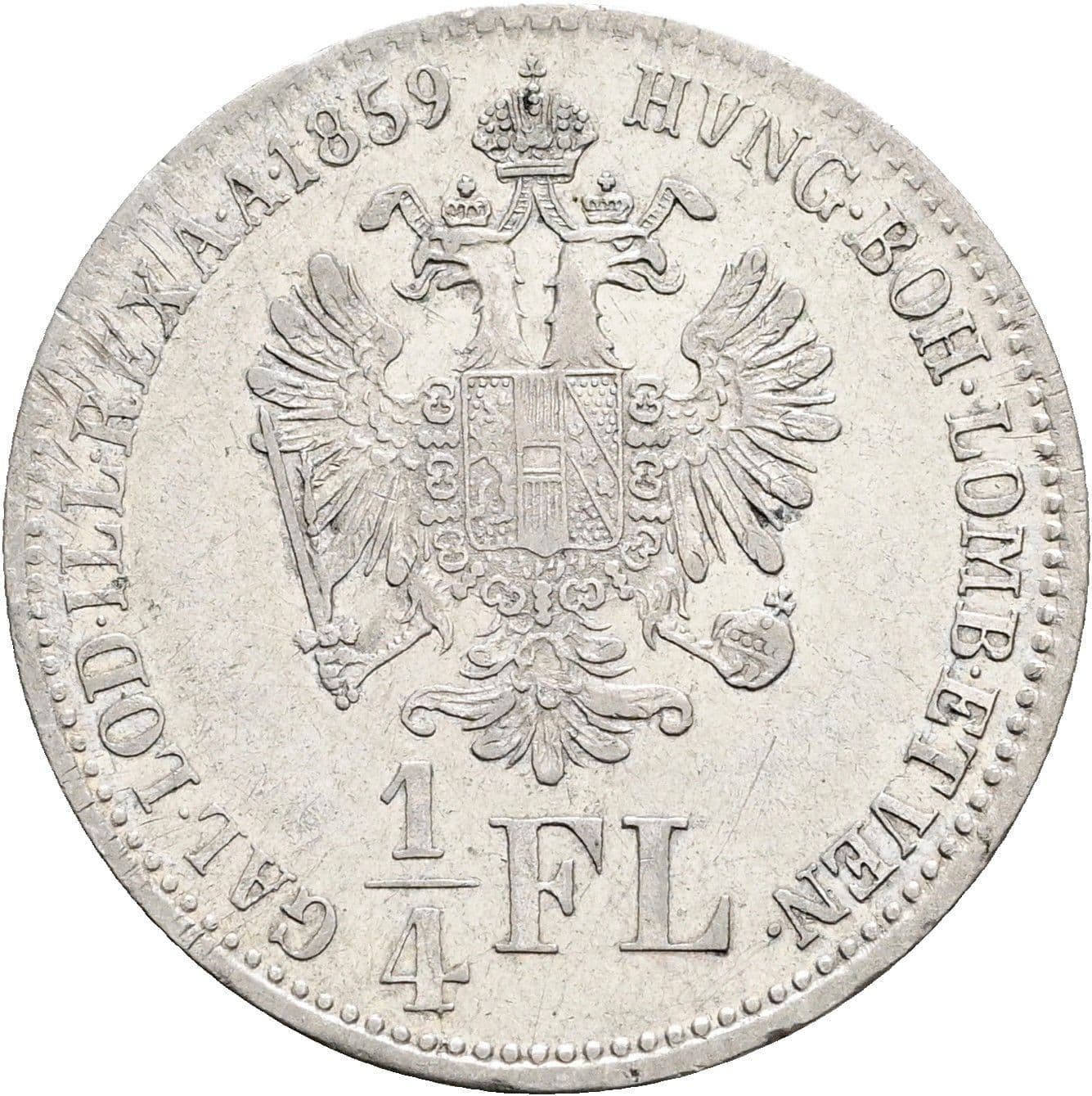 1/4 Gulden Franz Joseph I. 1848-1916 1859 B – Rückseite