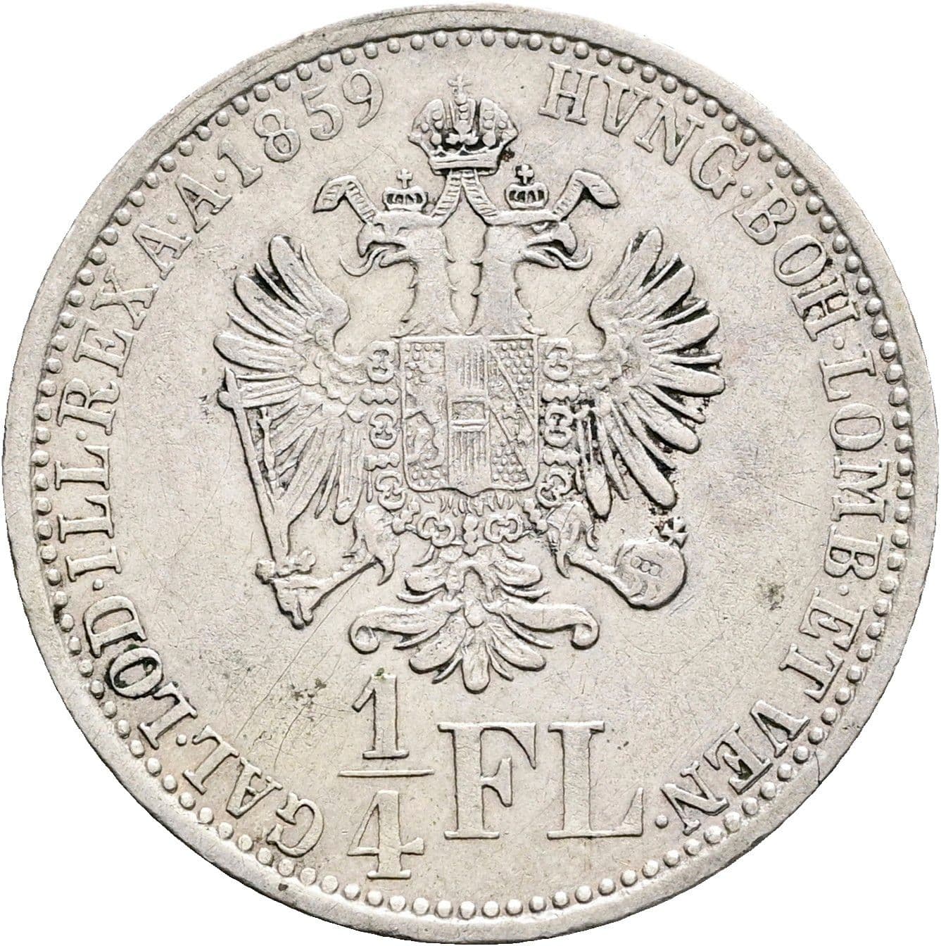 1/4 Gulden Franz Joseph I. 1848-1916 1859 A – Rückseite