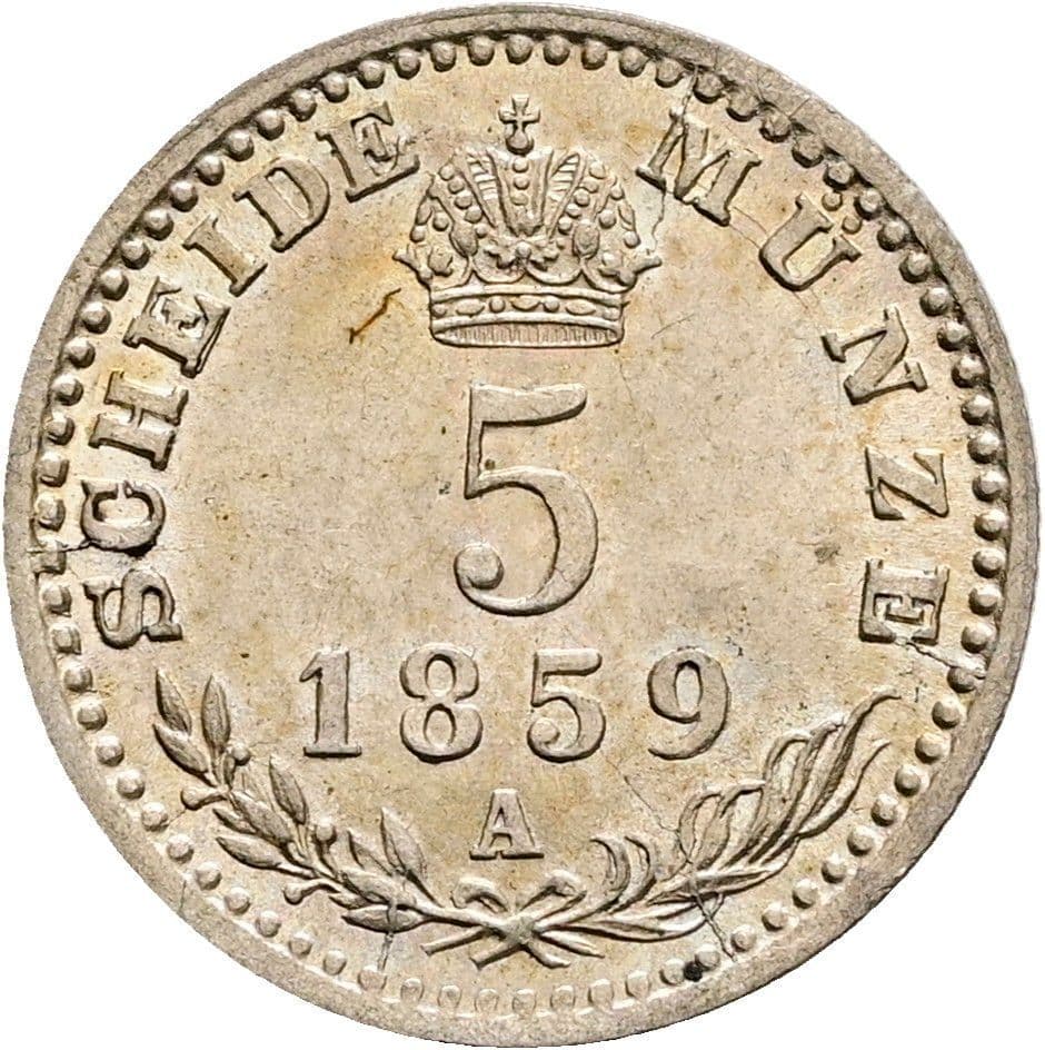 5 Kreuzer Franz Joseph I. 1848-1916 1859 A – Rückseite