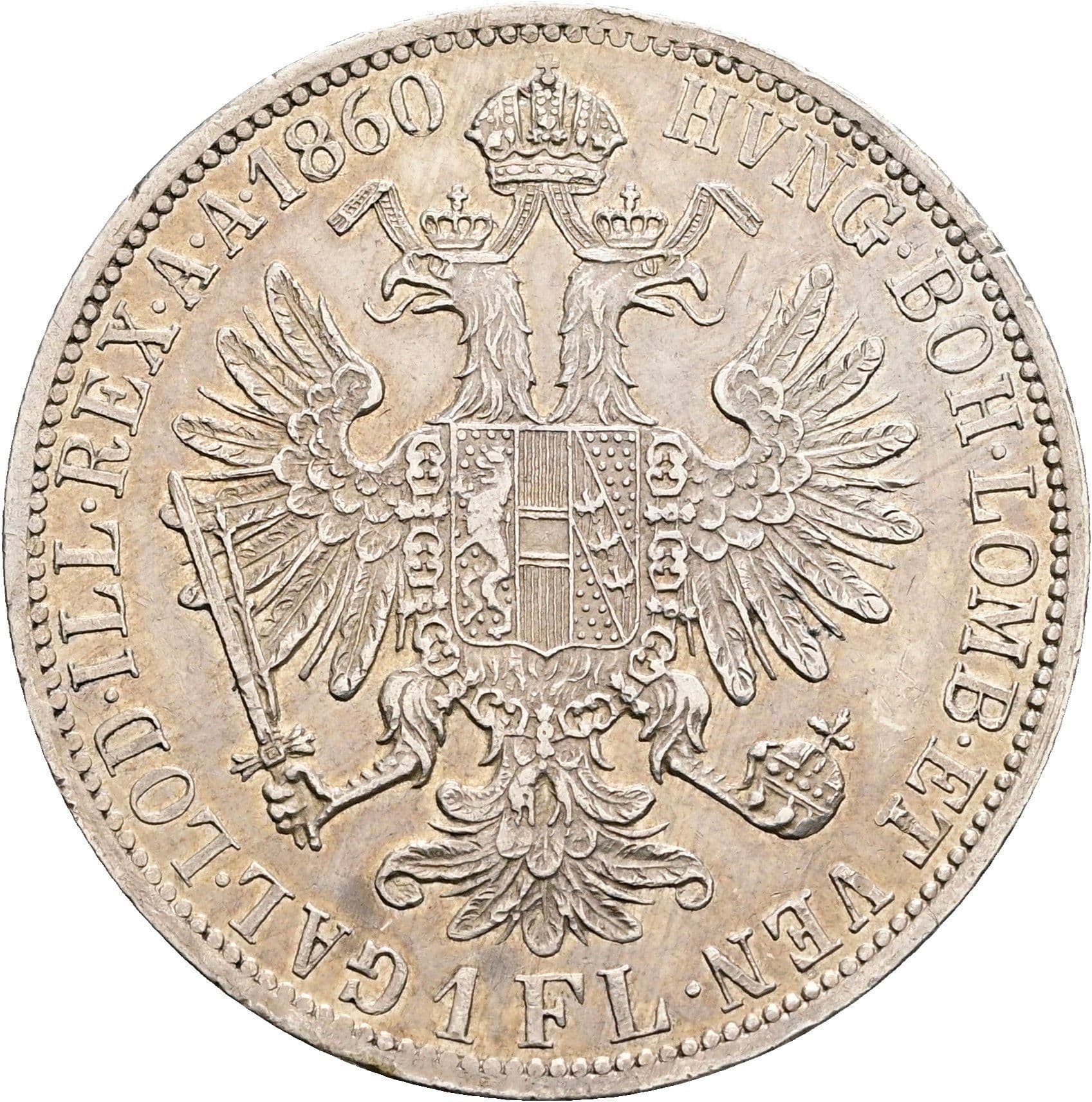 1 Gulden Franz Joseph I. 1848-1916 1860 A – Rückseite