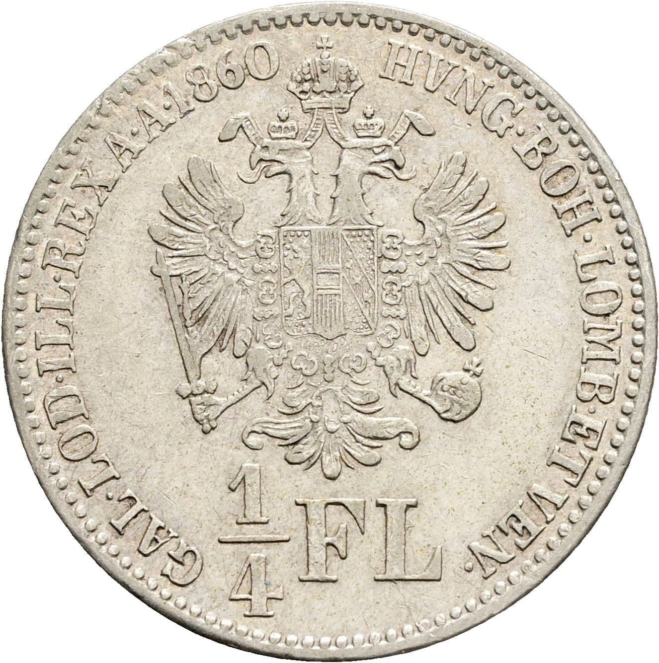 1/4 Gulden Franz Joseph I. 1848-1916 1860 B – Rückseite