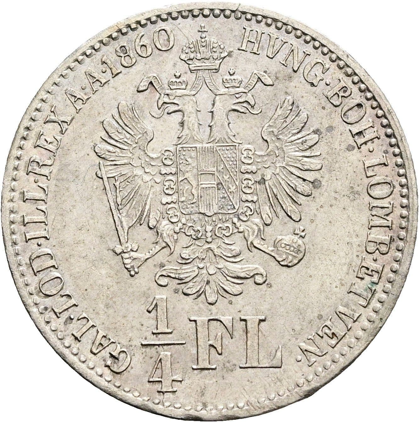 1/4 Gulden Franz Joseph I. 1848-1916 1860 B – Rückseite