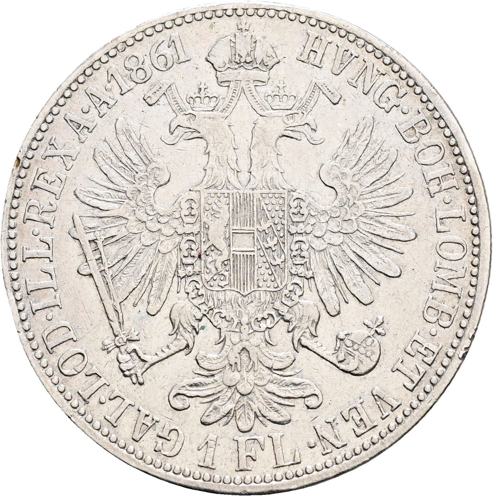 1 Gulden Franz Joseph I. 1848-1916 1861 A – Rückseite