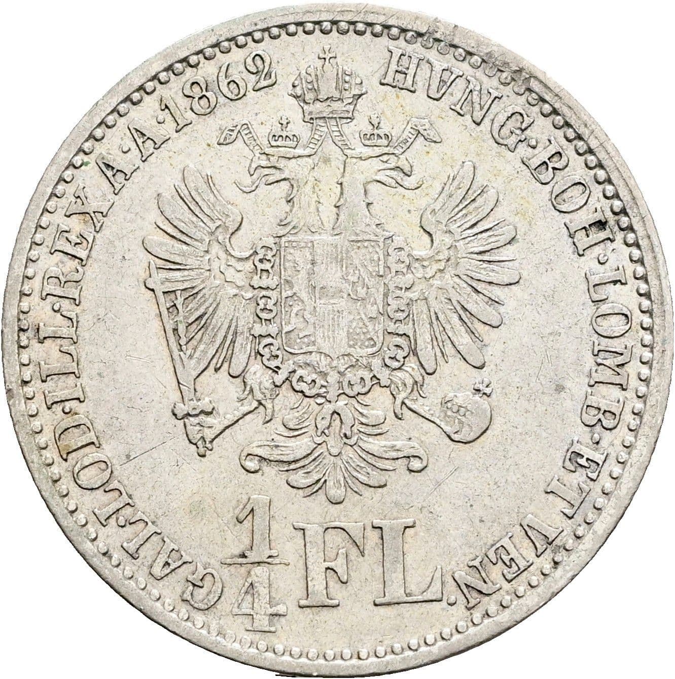 1/4 Gulden Franz Joseph I. 1848-1916 1862 A – Rückseite