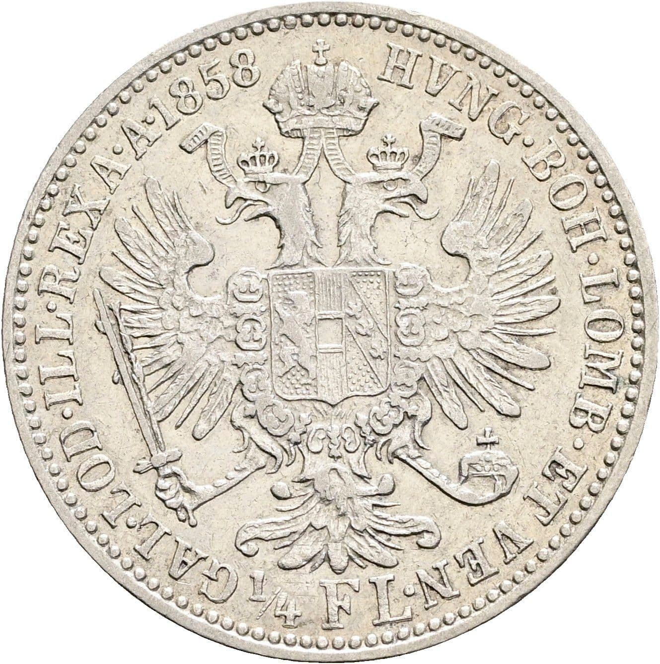 1/4 Gulden Franz Joseph I. 1848-1916 1858 A – Rückseite