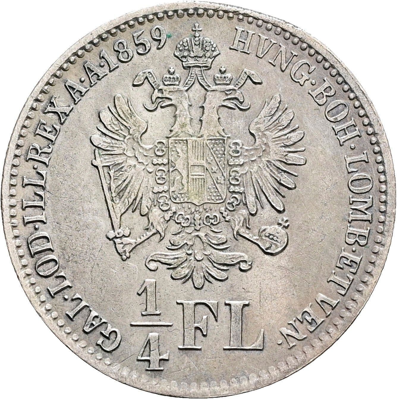 1/4 Gulden Franz Joseph I. 1848-1916 1859 B – Rückseite