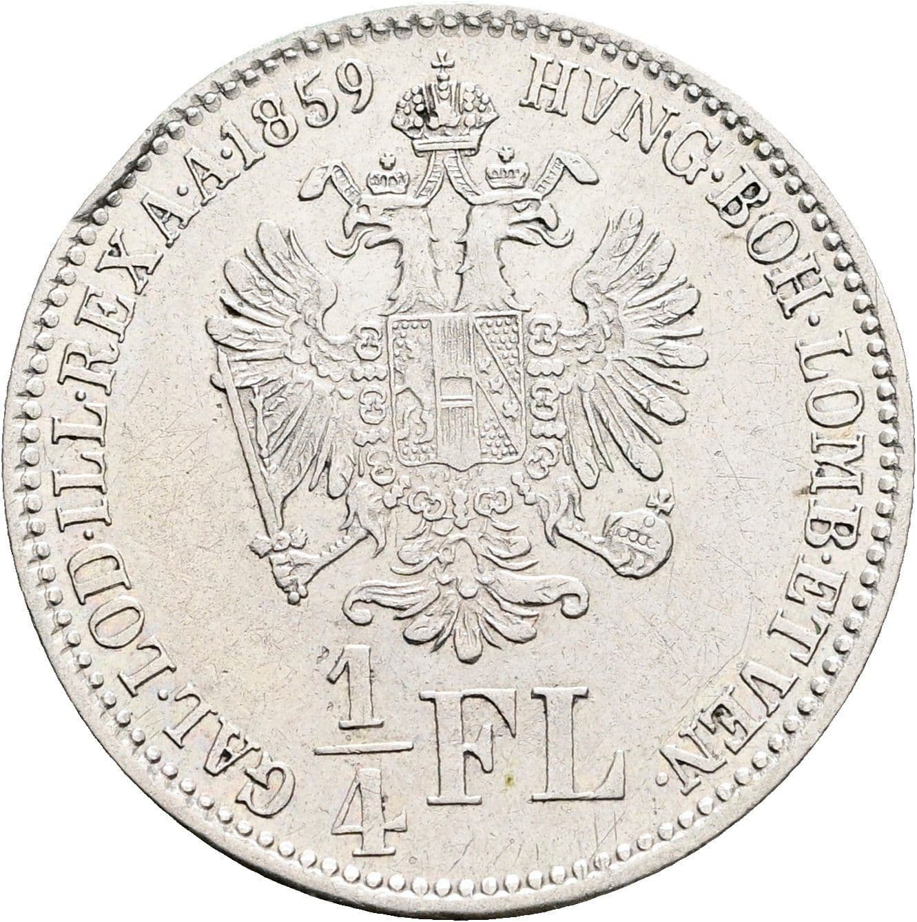 1/4 Gulden Franz Joseph I. 1848-1916 1859 B – Rückseite