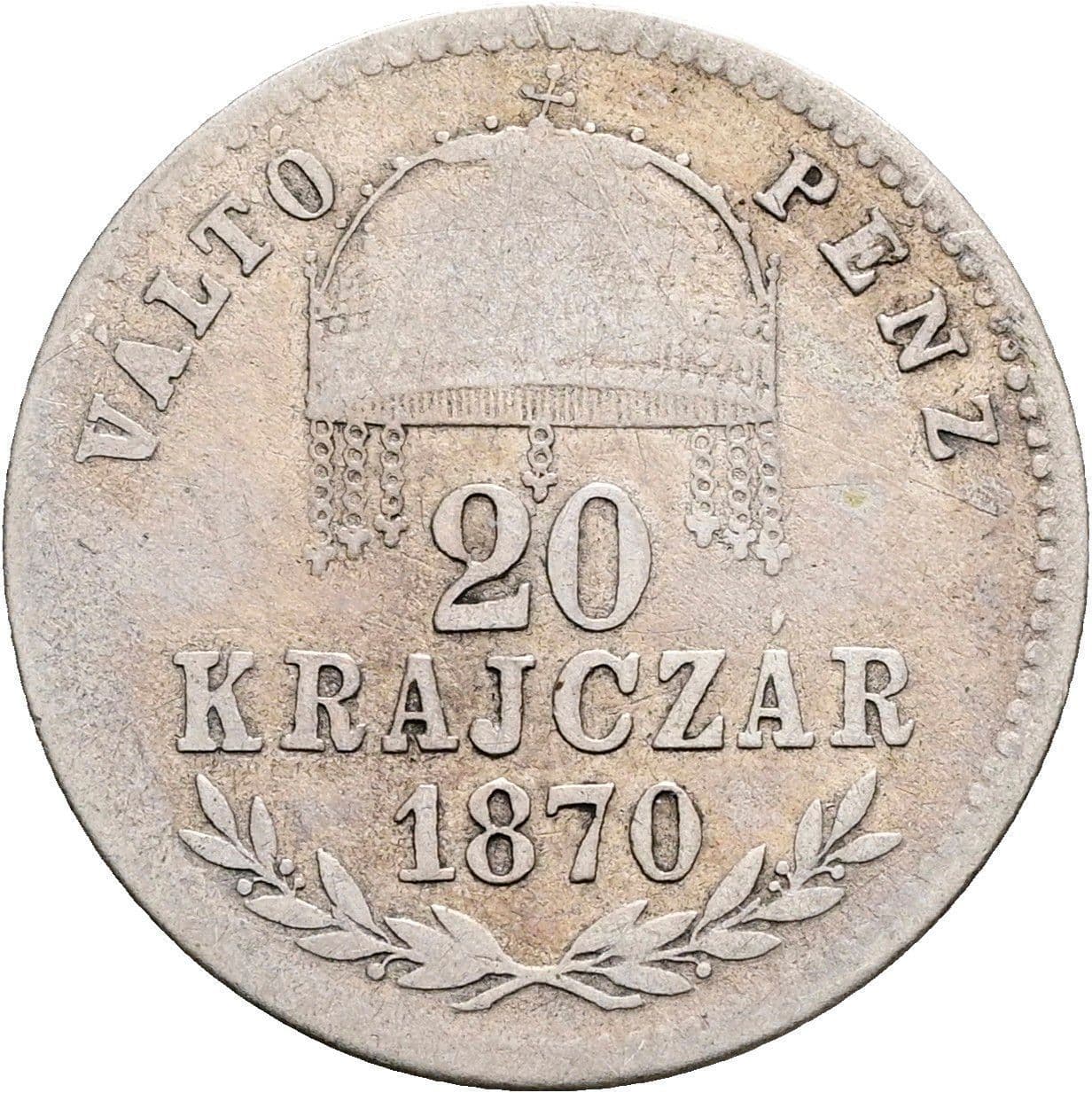20 Krajczar Franz Joseph I. 1848-1916 1870 GYF – Rückseite