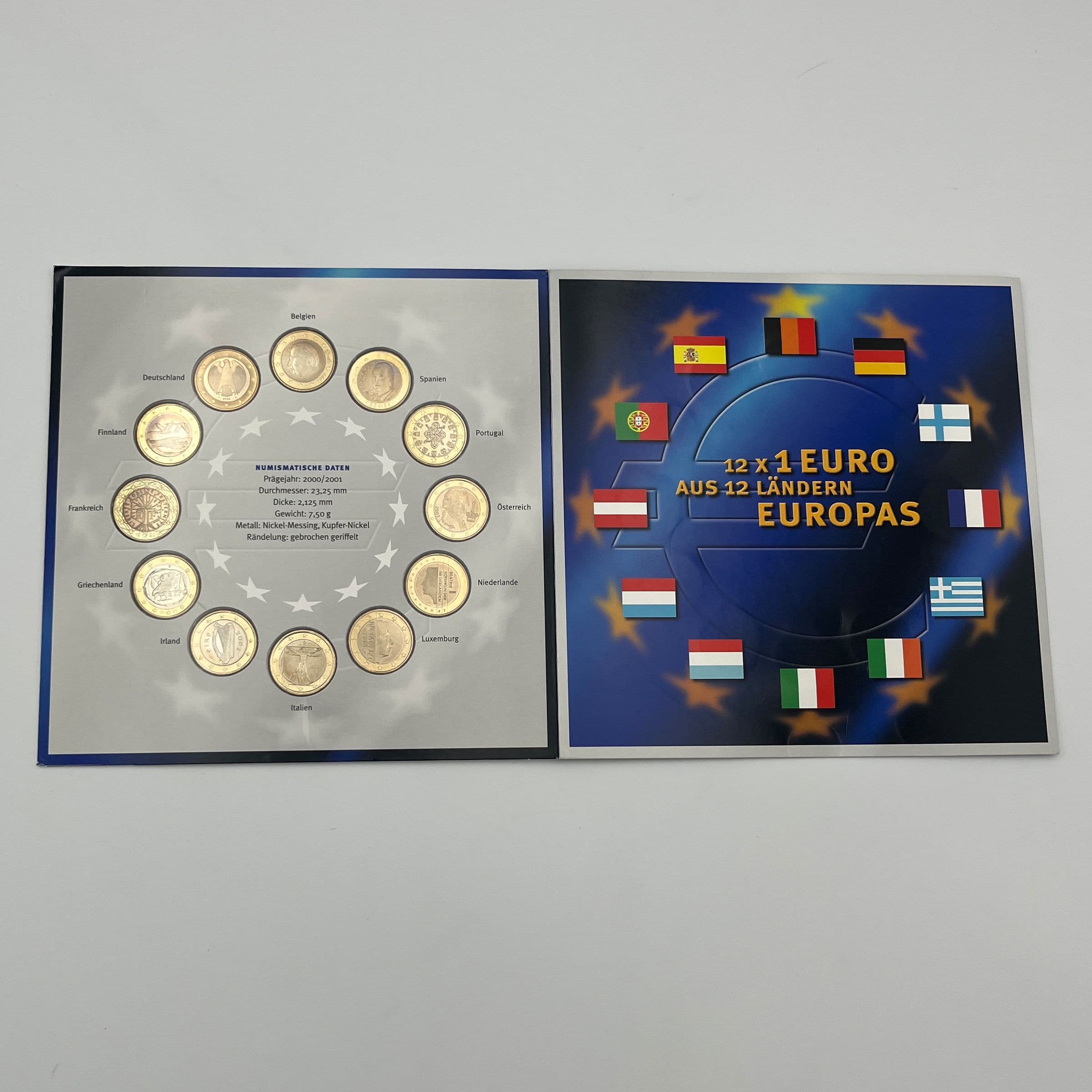 12x 1 Euro aus 12 Ländern Europas